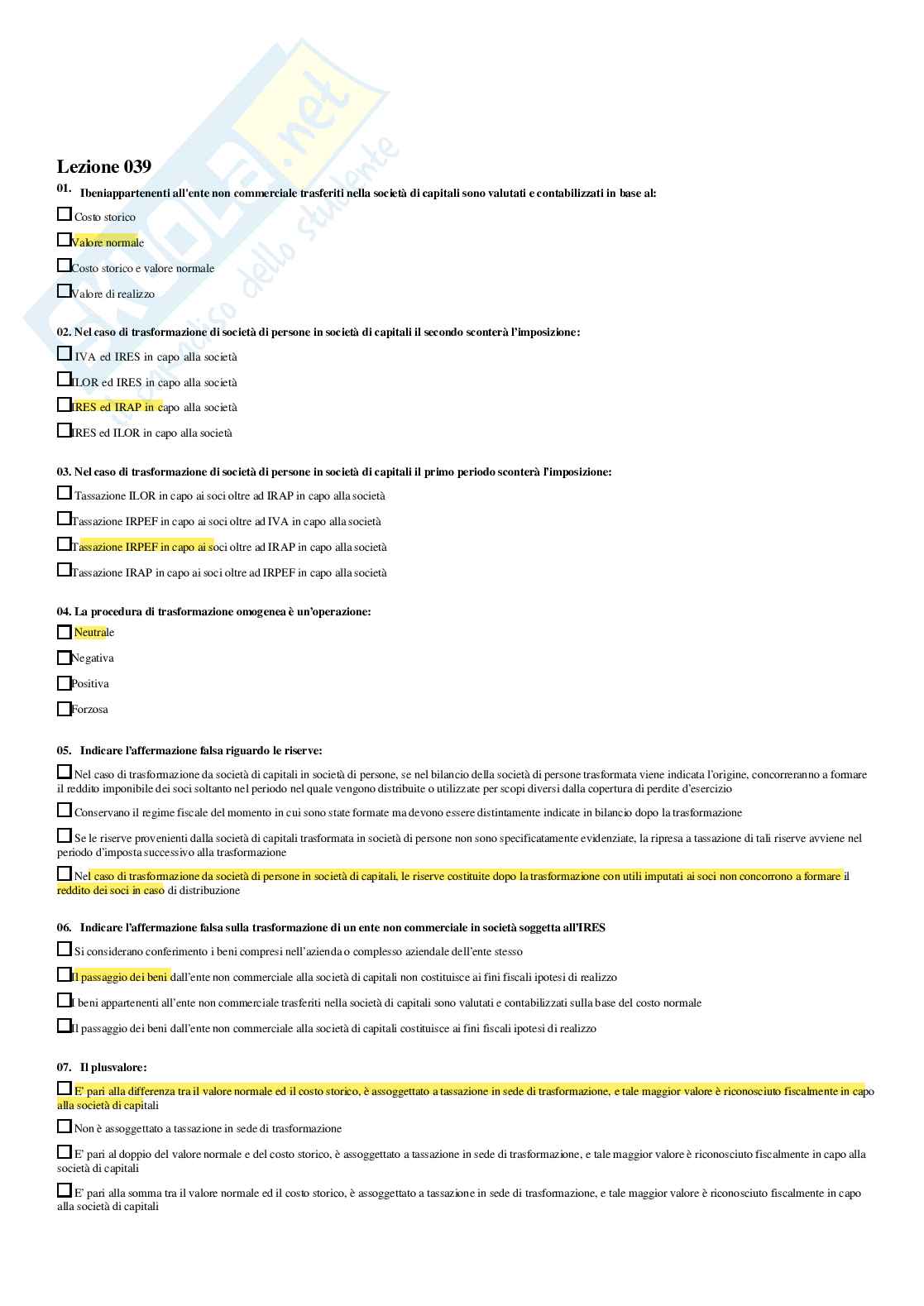 Diritto tributario avanzato – Paniere risposte chiuse completo (543 quiz) - A.A. 2025/26 Pag. 81