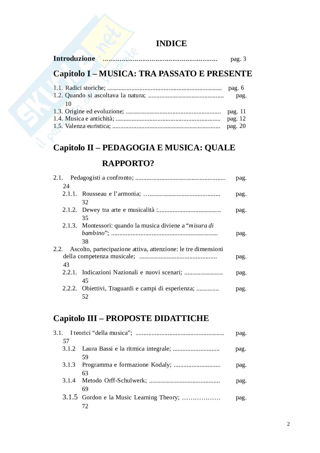 Musica e infanzia: valenza didattica, pedagogica e terapeutica Pag. 2