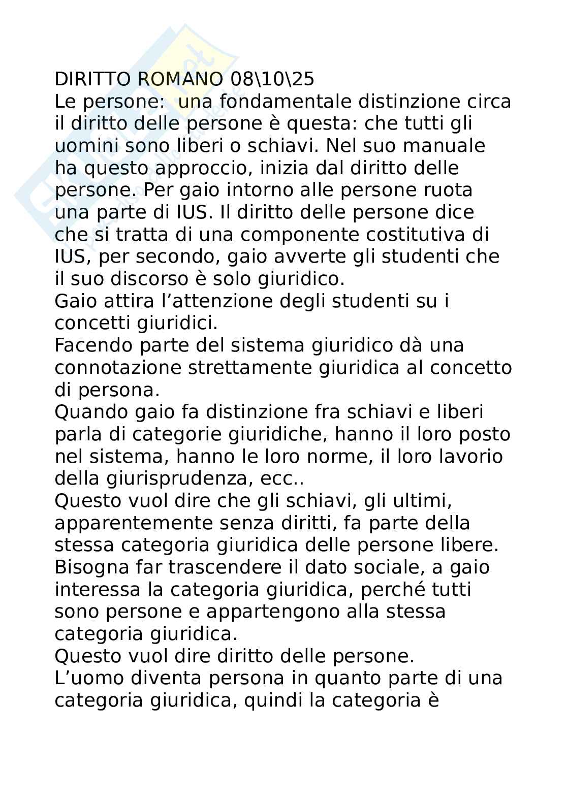 Appunti di lezione di Diritto romano Pag. 1