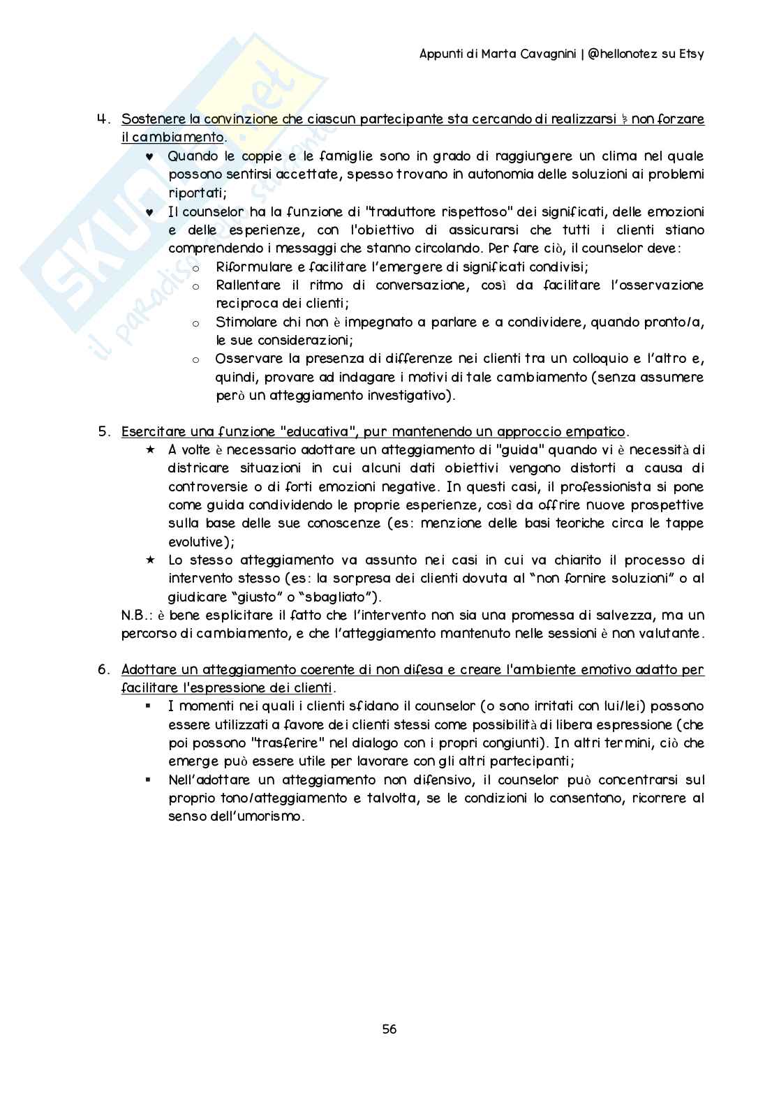 Riassunto esame Counseling nel ciclo di vita, Prof. Cuccì Gaia, libro consigliato Il colloquio del counseling, ascoltare ragazzi e genitori, Calvo, Sala Pag. 56