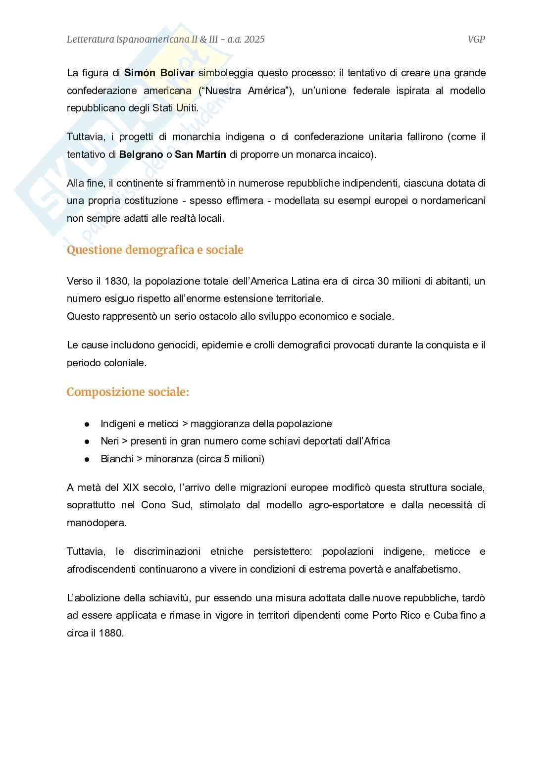 Letteratura ispanoamericana  Pag. 11