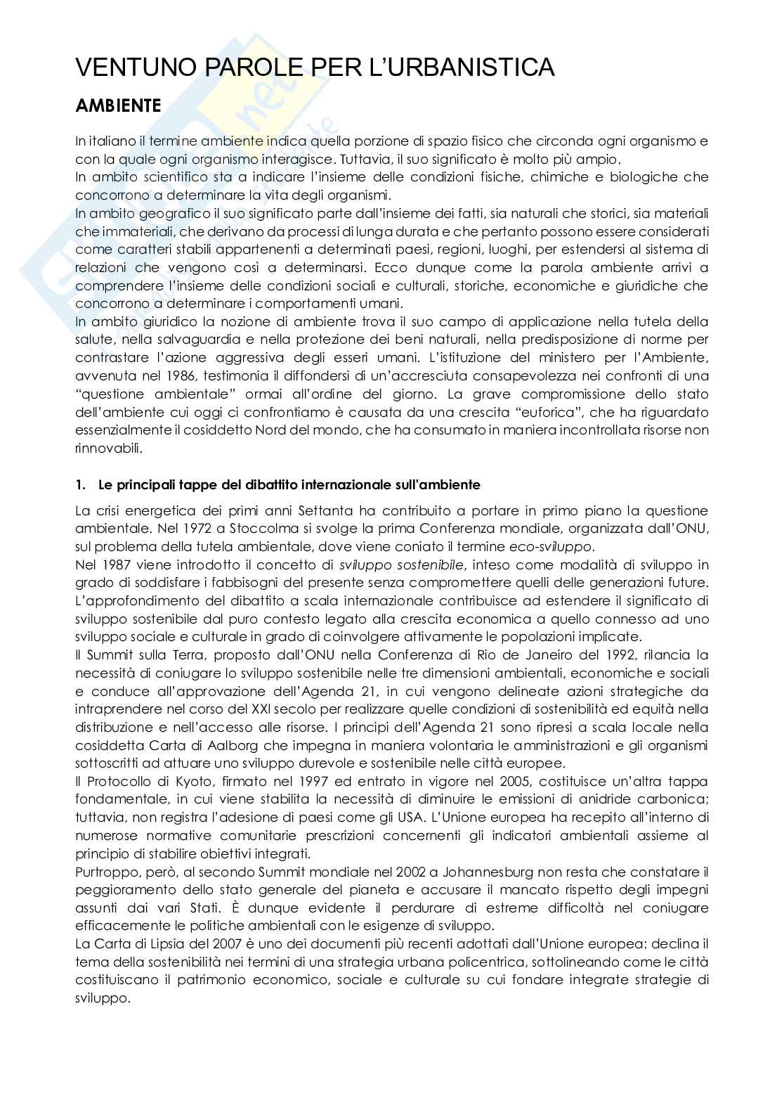 Appunti urbanistica (domande esame + rielaborazione libro consigliato) prof. Mattogno Pag. 1