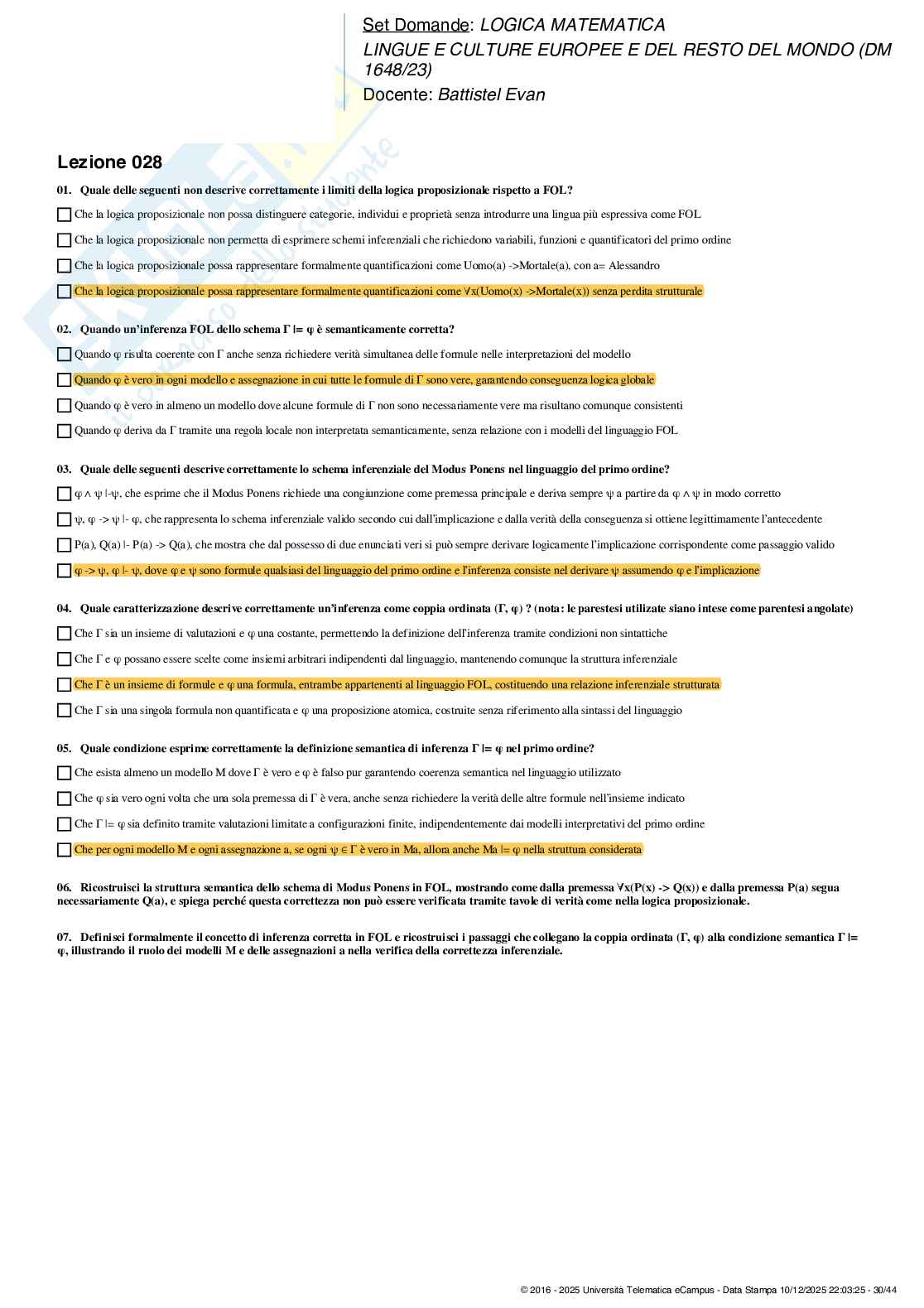 Paniere esame Logica matematica Pag. 31