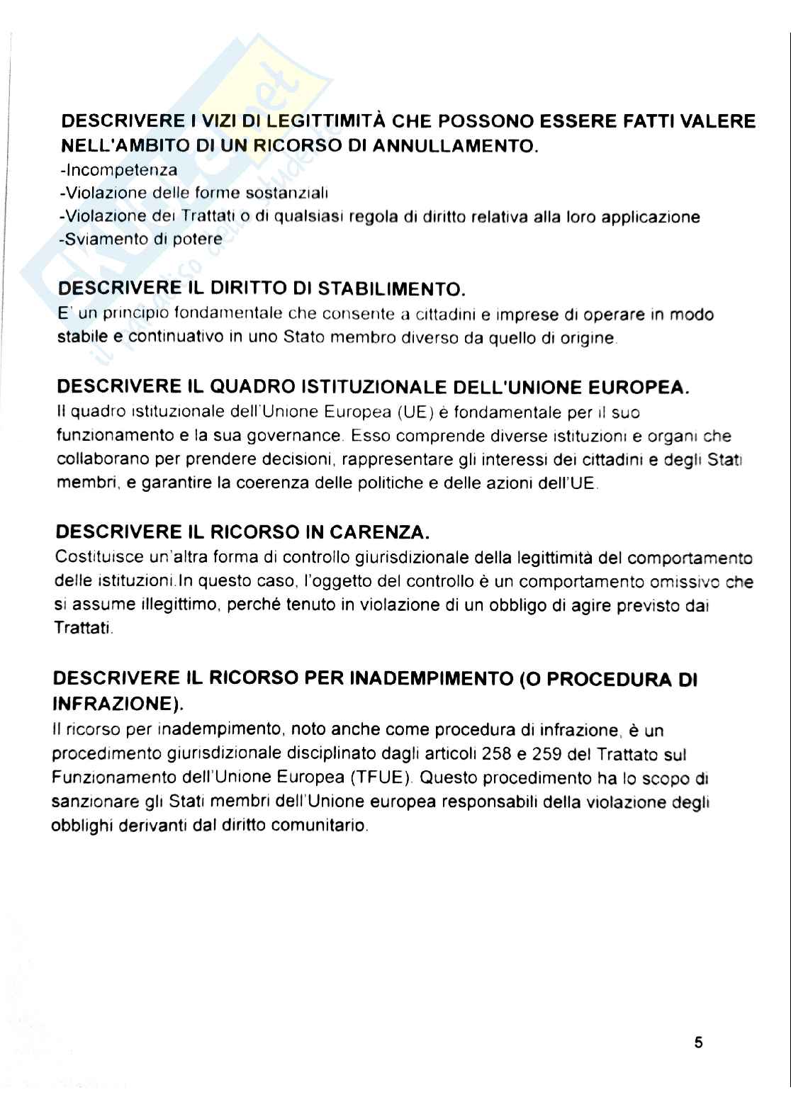 Domande aperte paniere Diritto dell'Unione Europea in ordine alfabetico  Pag. 6