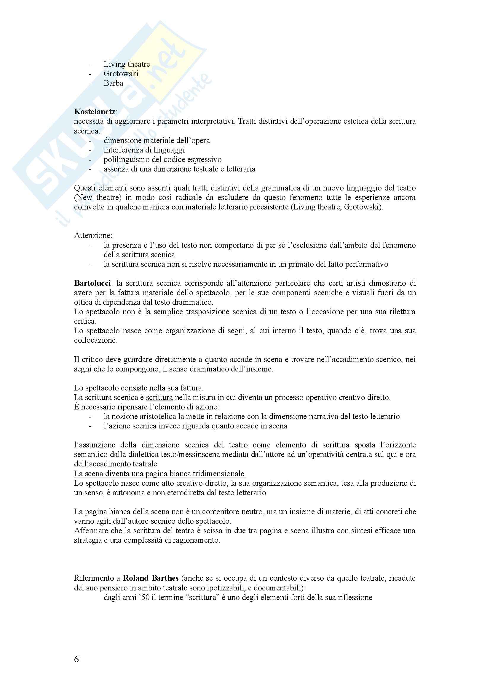 Riassunto esame Storia del teatro, prof. Valenti, libro consigliato La scrittura scenica, Mango Pag. 6