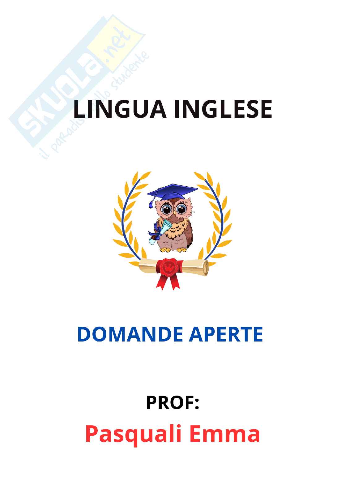 Paniere Lingua inglese - Risposte aperte - aggiornato (2026) Pag. 1
