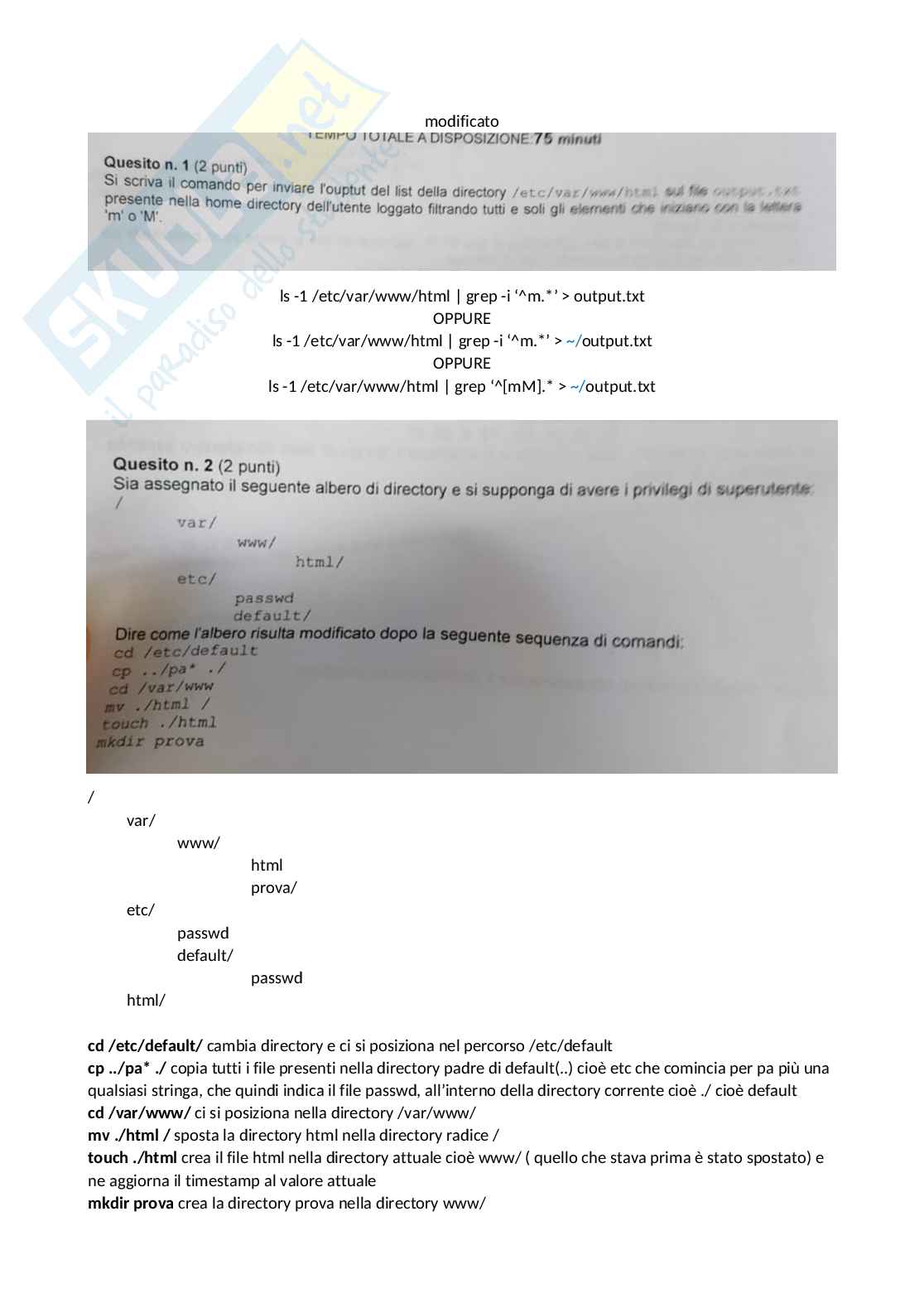 Esercizi Sistemi Operativi, Risoluzioni Linux Pag. 2