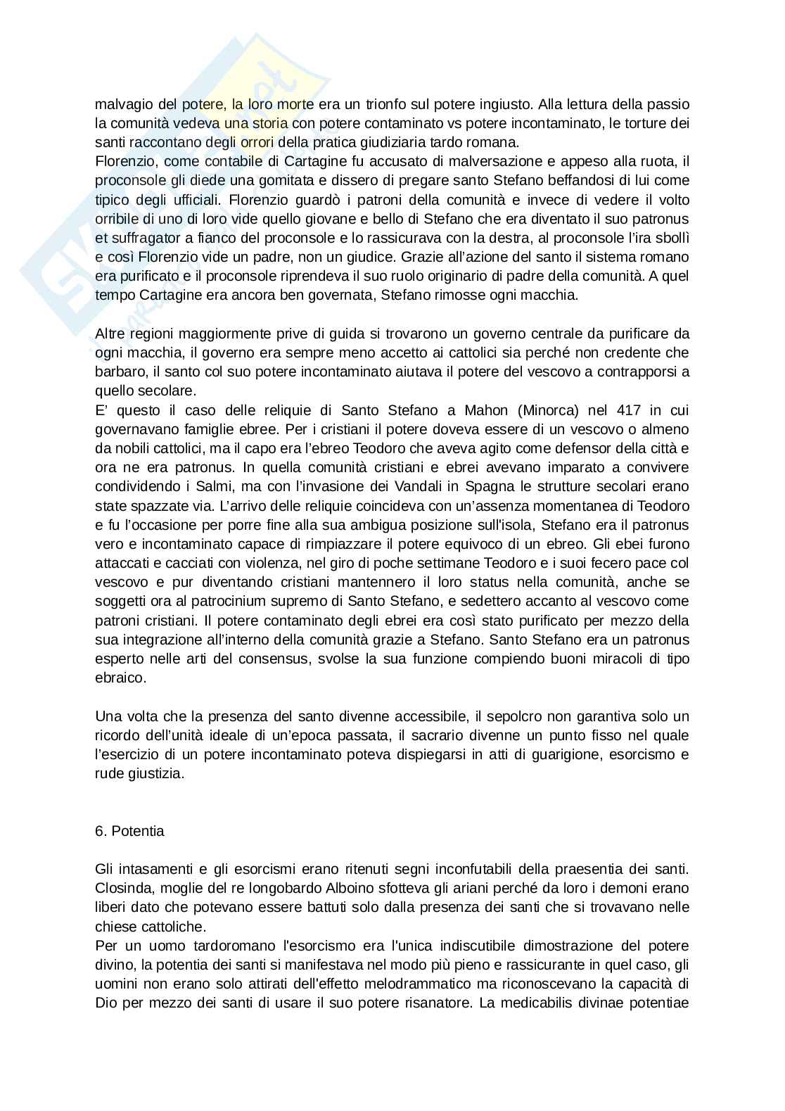 Riassunto esame Storia medievale, Prof. D'arcangelo Potito, libro consigliato Il culto dei santi, Brown Pag. 16
