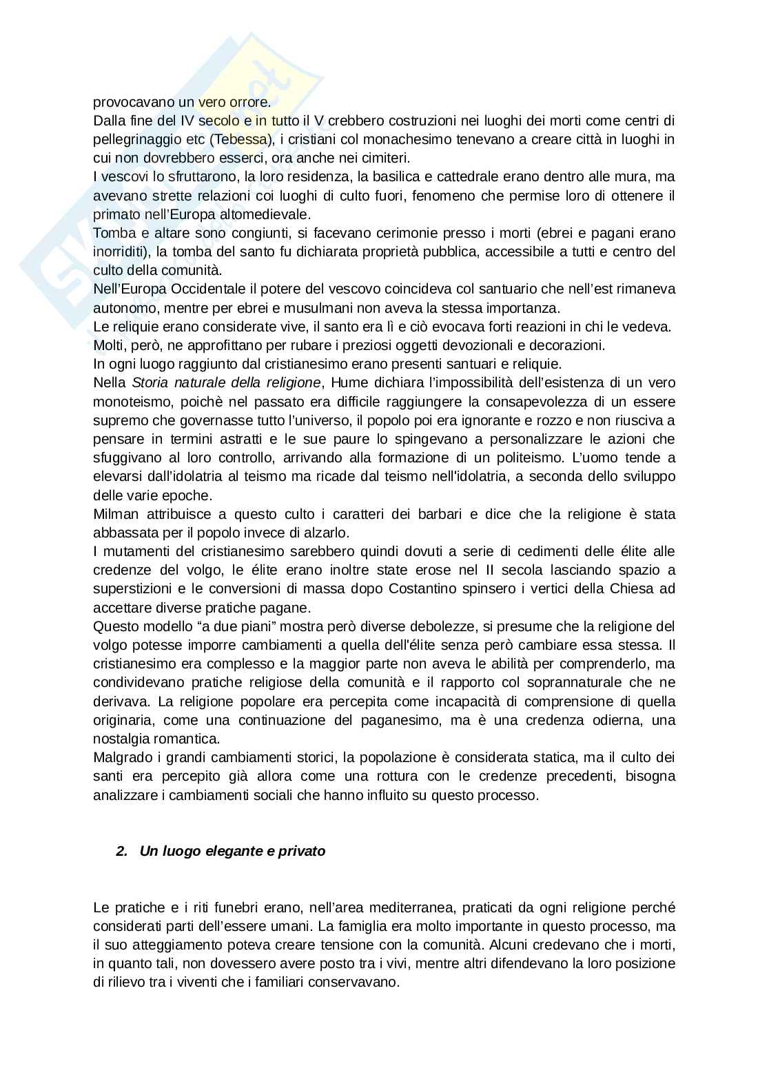 Riassunto esame Storia medievale, Prof. D'arcangelo Potito, libro consigliato Il culto dei santi, Brown Pag. 2