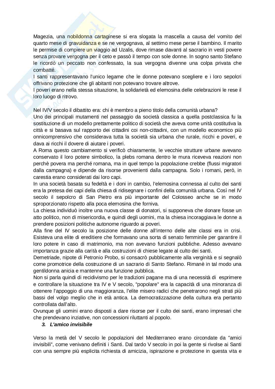 Riassunto esame Storia medievale, Prof. D'arcangelo Potito, libro consigliato Il culto dei santi, Brown Pag. 6