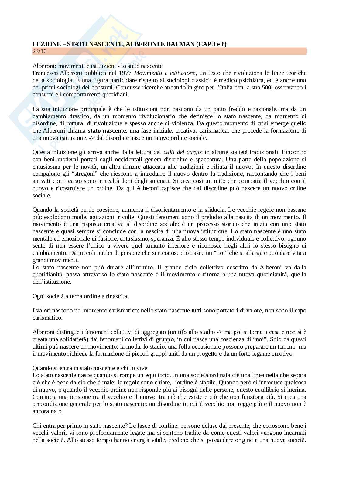 Alberoni e lo stato nascente  Pag. 1