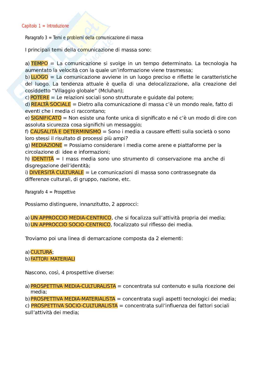 Riassunto esame Sociologia della comunicazione e dei media, Prof. Luchetti Lia, libro consigliato Sociologia della comunicazione e dei media, Luchetti Pag. 1