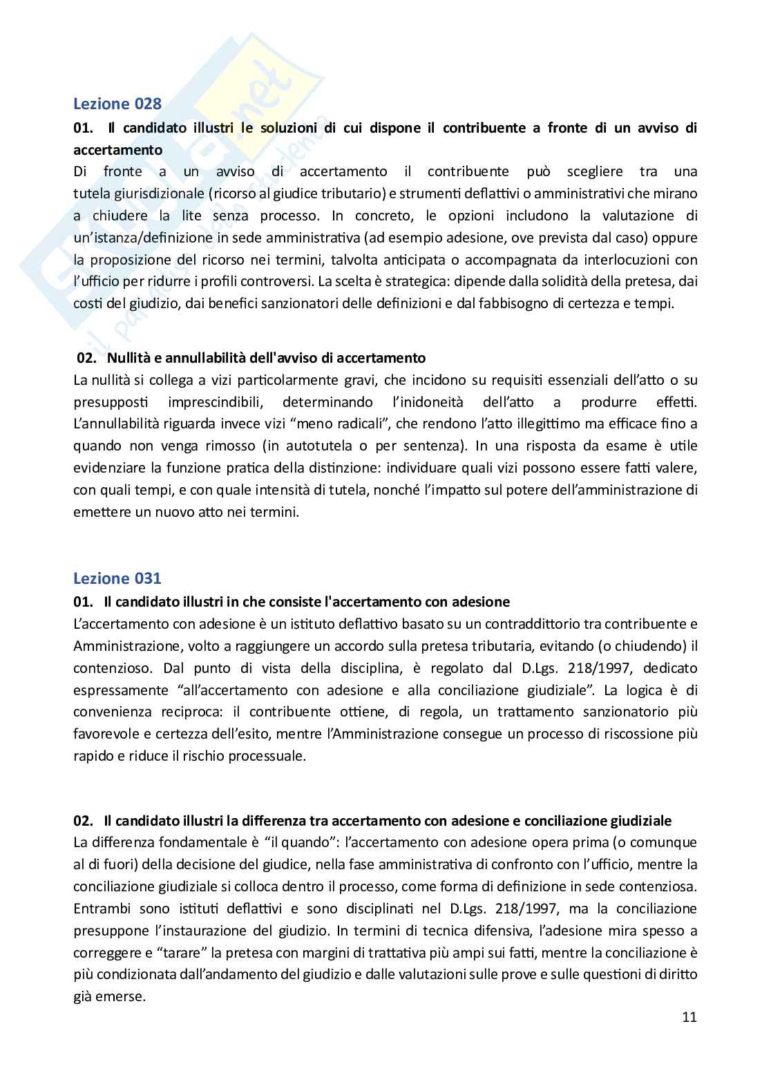 Diritto tributario – Paniere risposte aperte completo –  A.A. 2025/26 Pag. 11