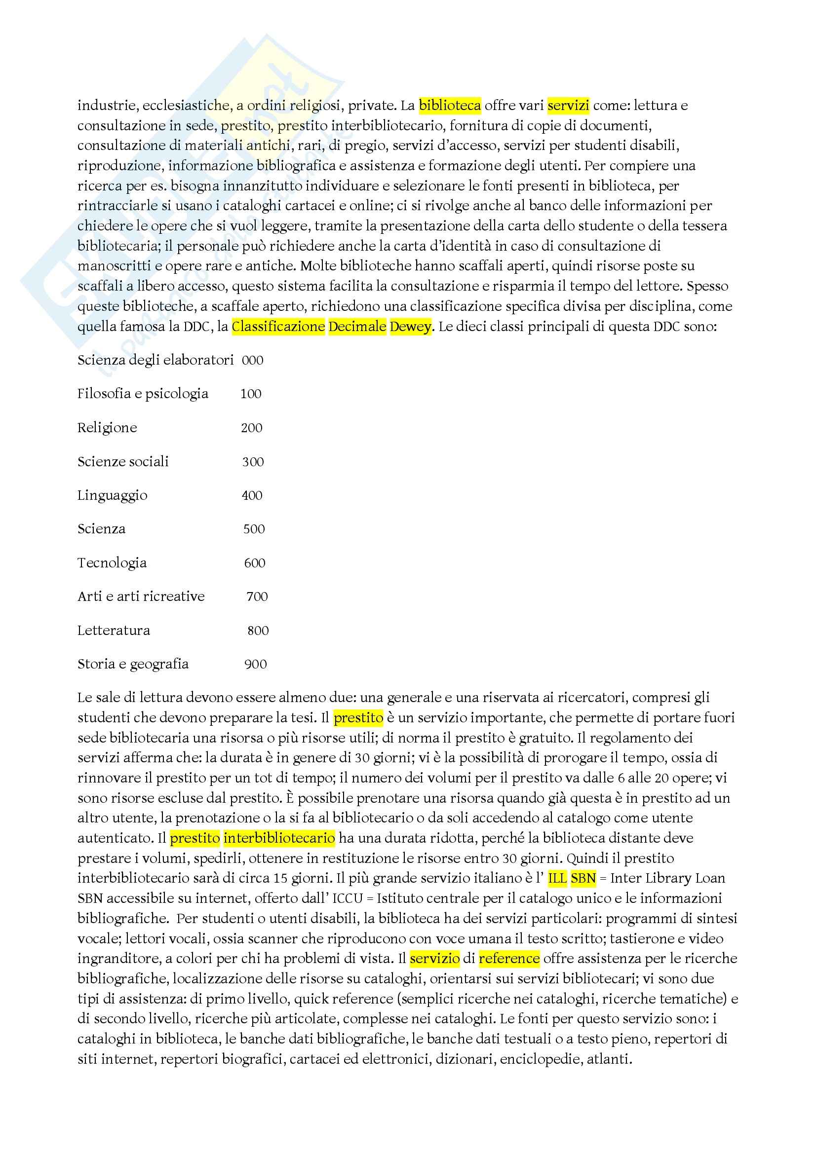 Riassunto esame Biblioteconomia, prof. Montecchi, libro consigliato La biblioteconomia spiegata agli studenti universitari, Guerrini Pag. 6