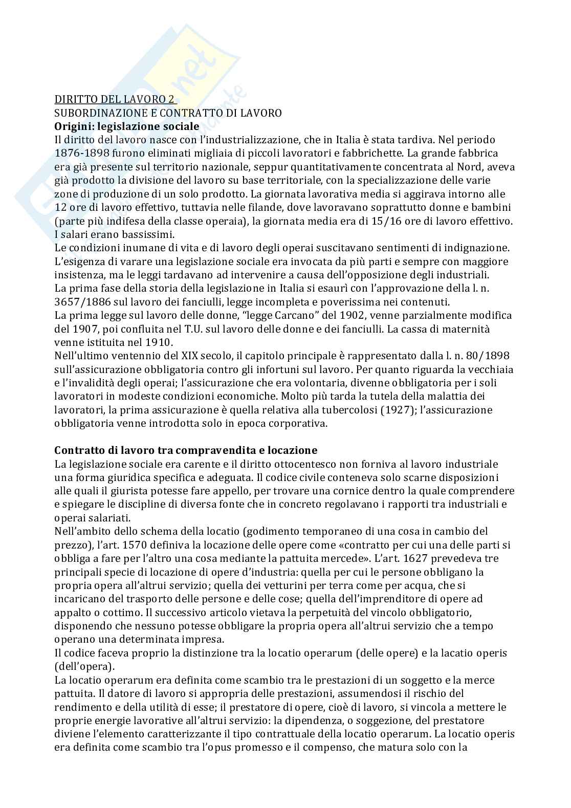 Diritto del lavoro Pag. 1