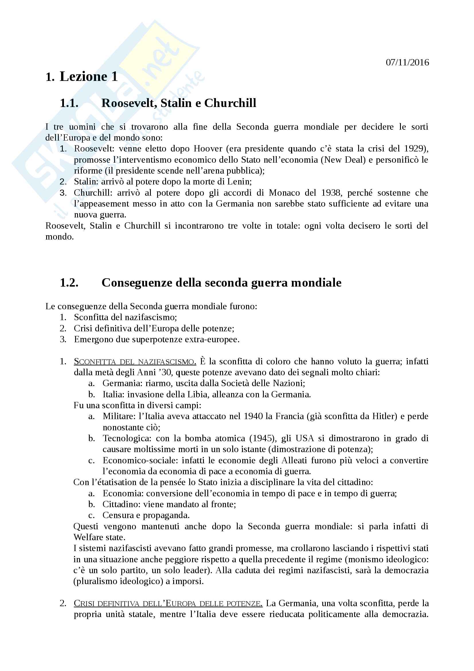 Storia internazionale 1945-oggi Pag. 1