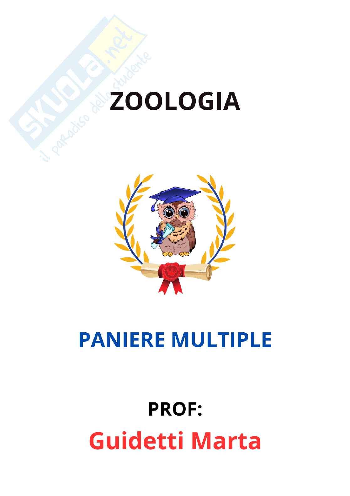 Paniere Zoologia - Risposte multiple - aggiornato (2026) Pag. 1