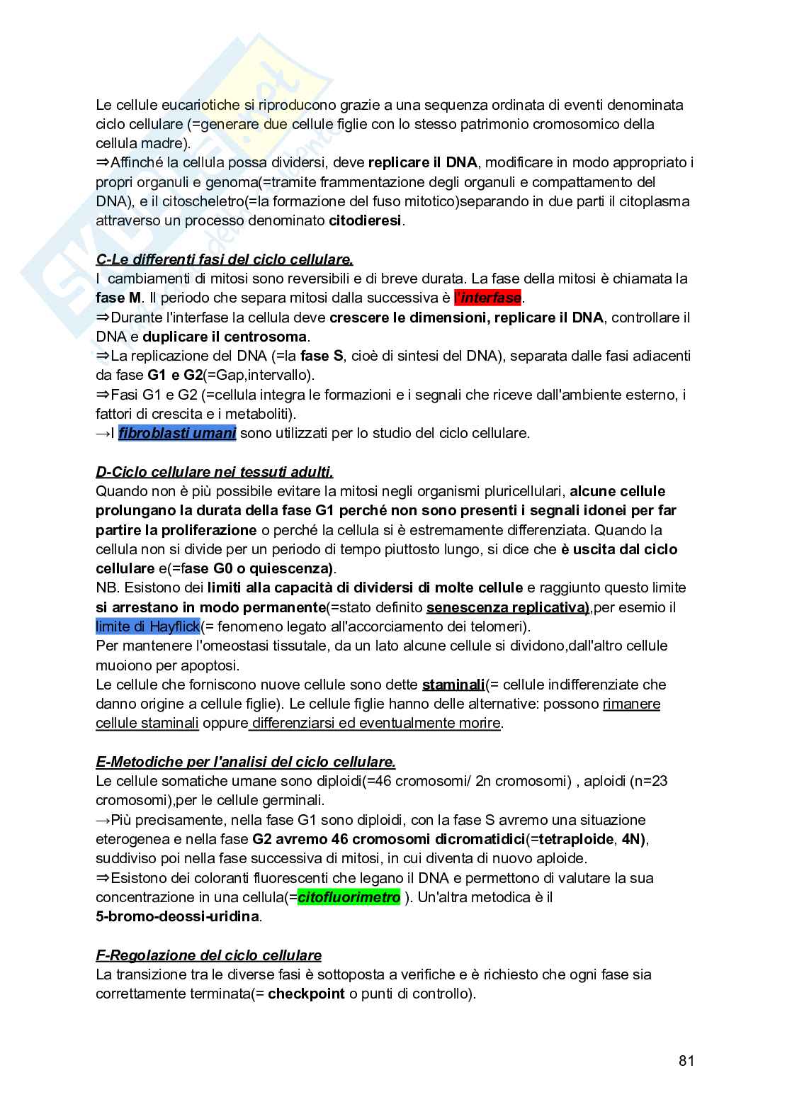 Riassunto esame Biologia, Prof. Siculella Luisa, libro consigliato Biologia e genetica , Edises Pag. 81