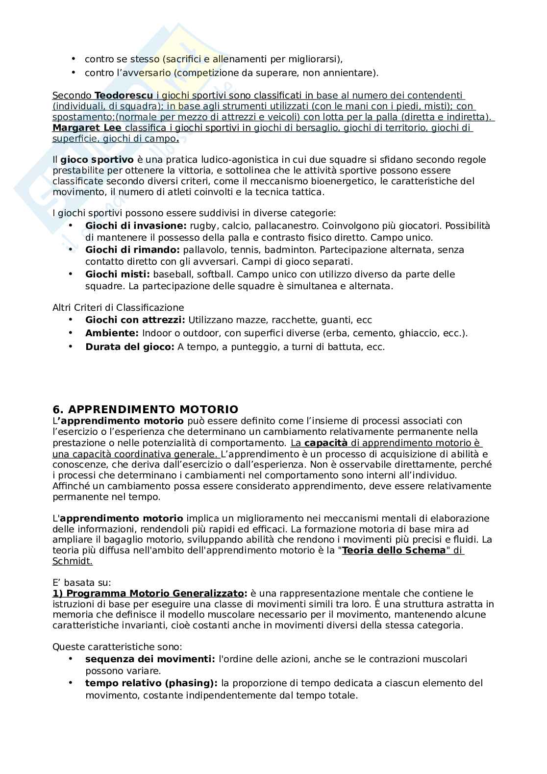 Metodi e didattiche degli sport individuali e di squadra Pag. 16