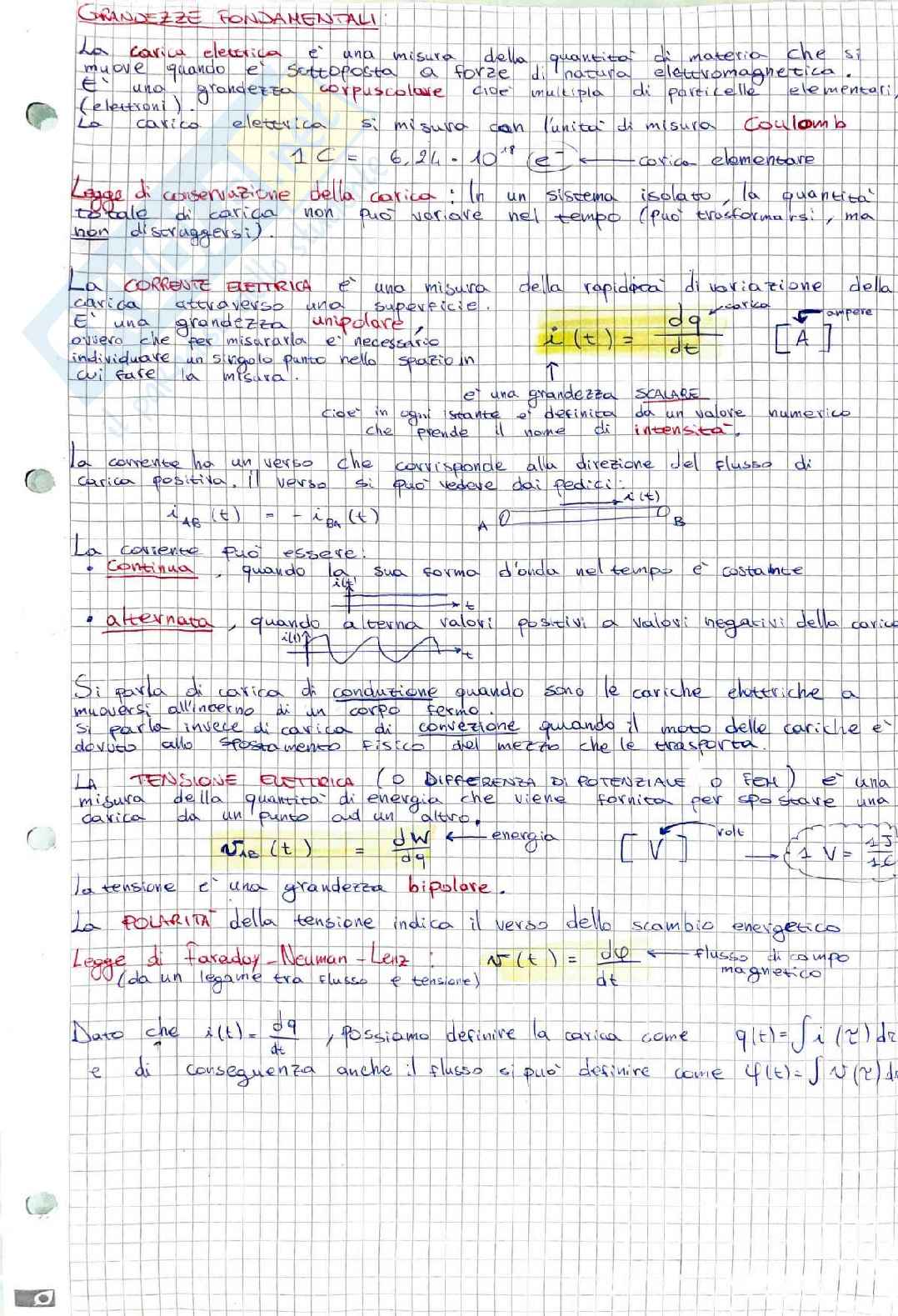 Teoria dei circuiti - Appunti + Formulario essenziale Pag. 1