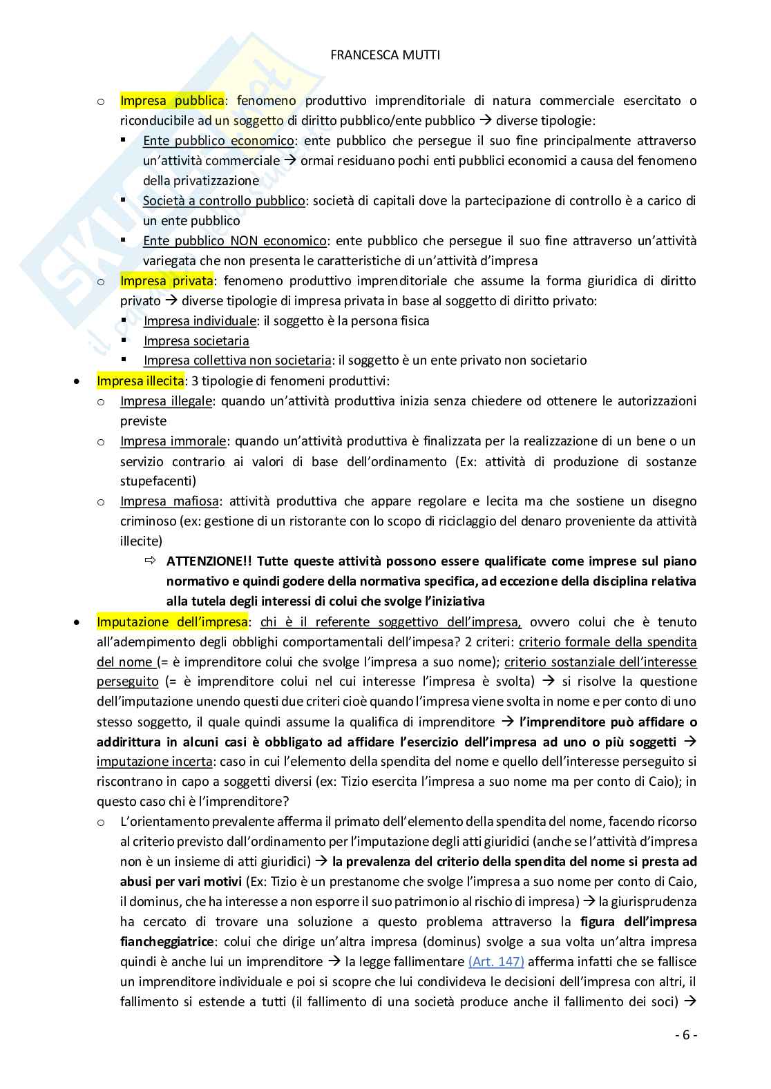 Diritto commerciale - Appunti completi per la preparazione dell'esame parte A Pag. 6