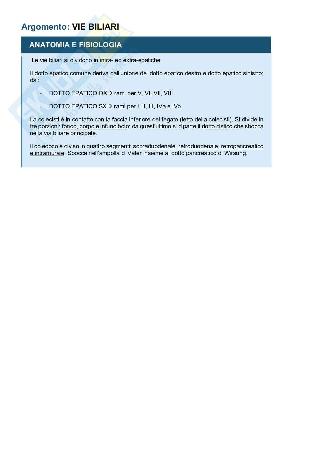 Patologia chirurgica delle vie biliari e neoplasie delle vie biliari Pag. 1