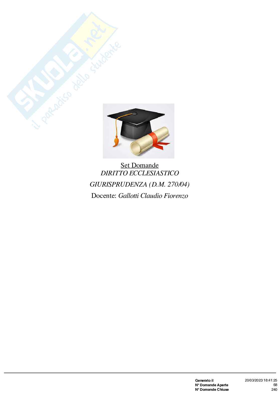 Paniere nuovo completo di Diritto ecclesiastico (2023) Pag. 1
