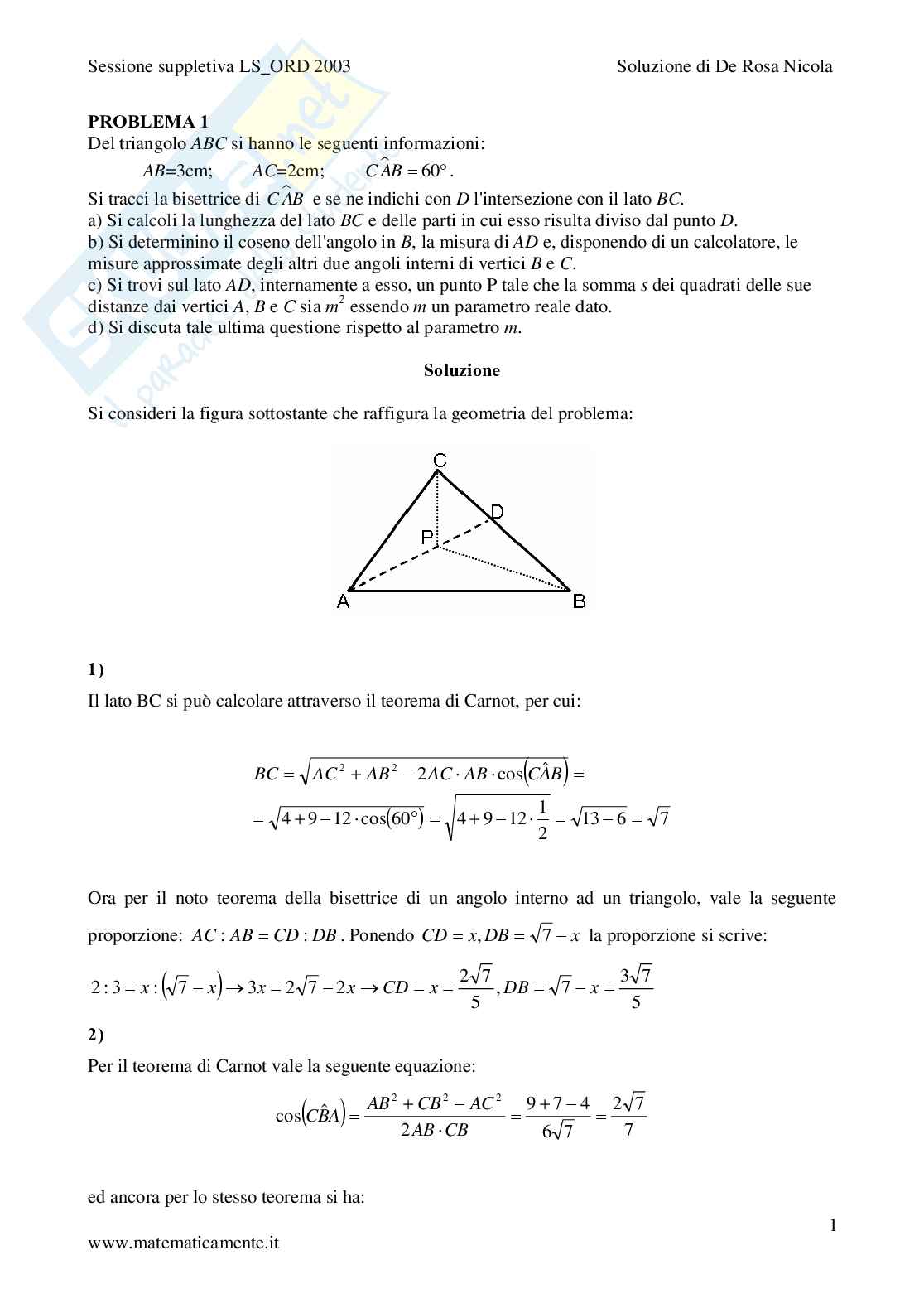 2003 - Liceo scientifico ordinamento prova suppletiva Pag. 1