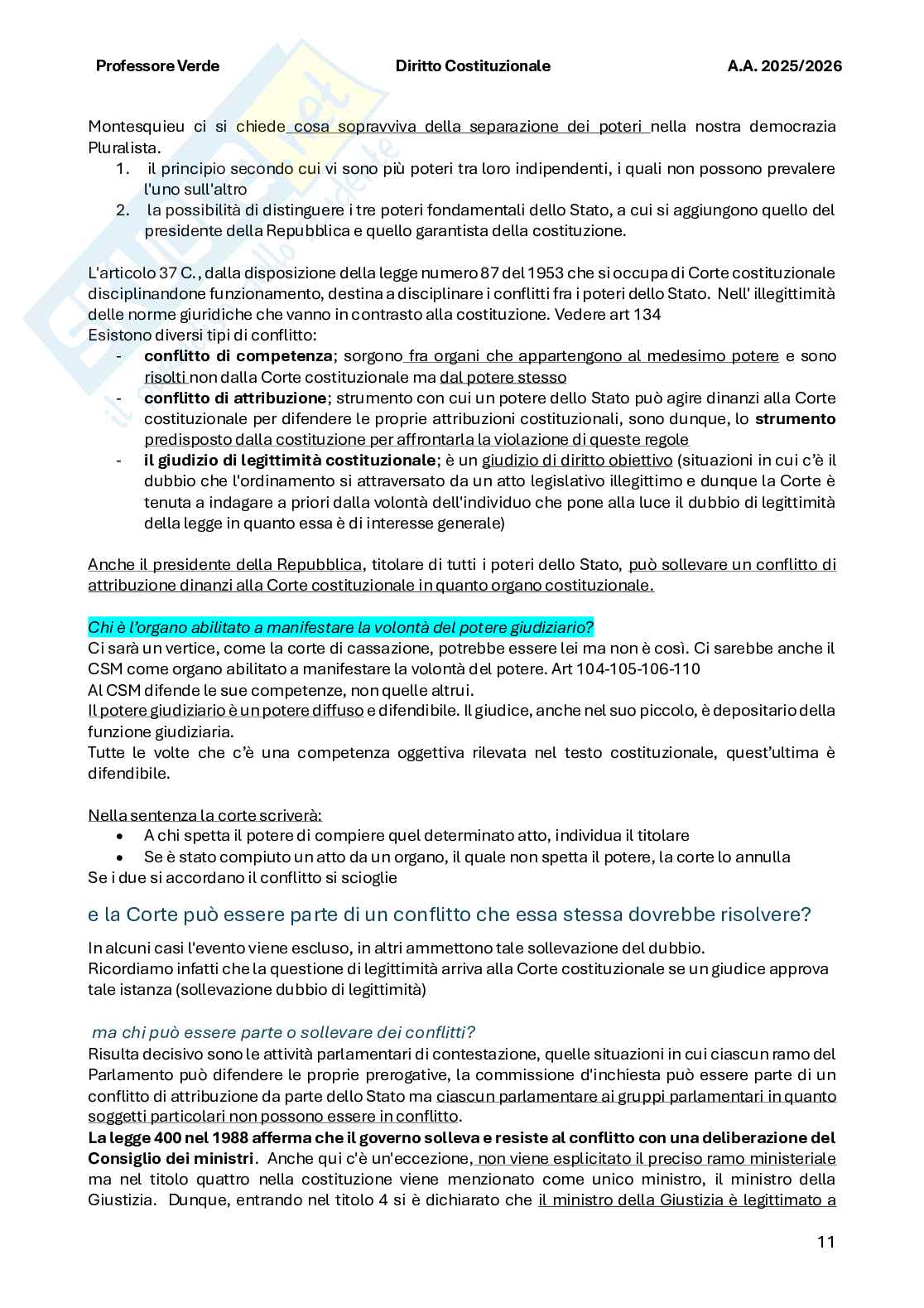 Riassunto esame Diritto costituzionale , Prof. Verde Giuseppe, libro consigliato Diritto costituzionale , Bin, Pitruzzella Pag. 11