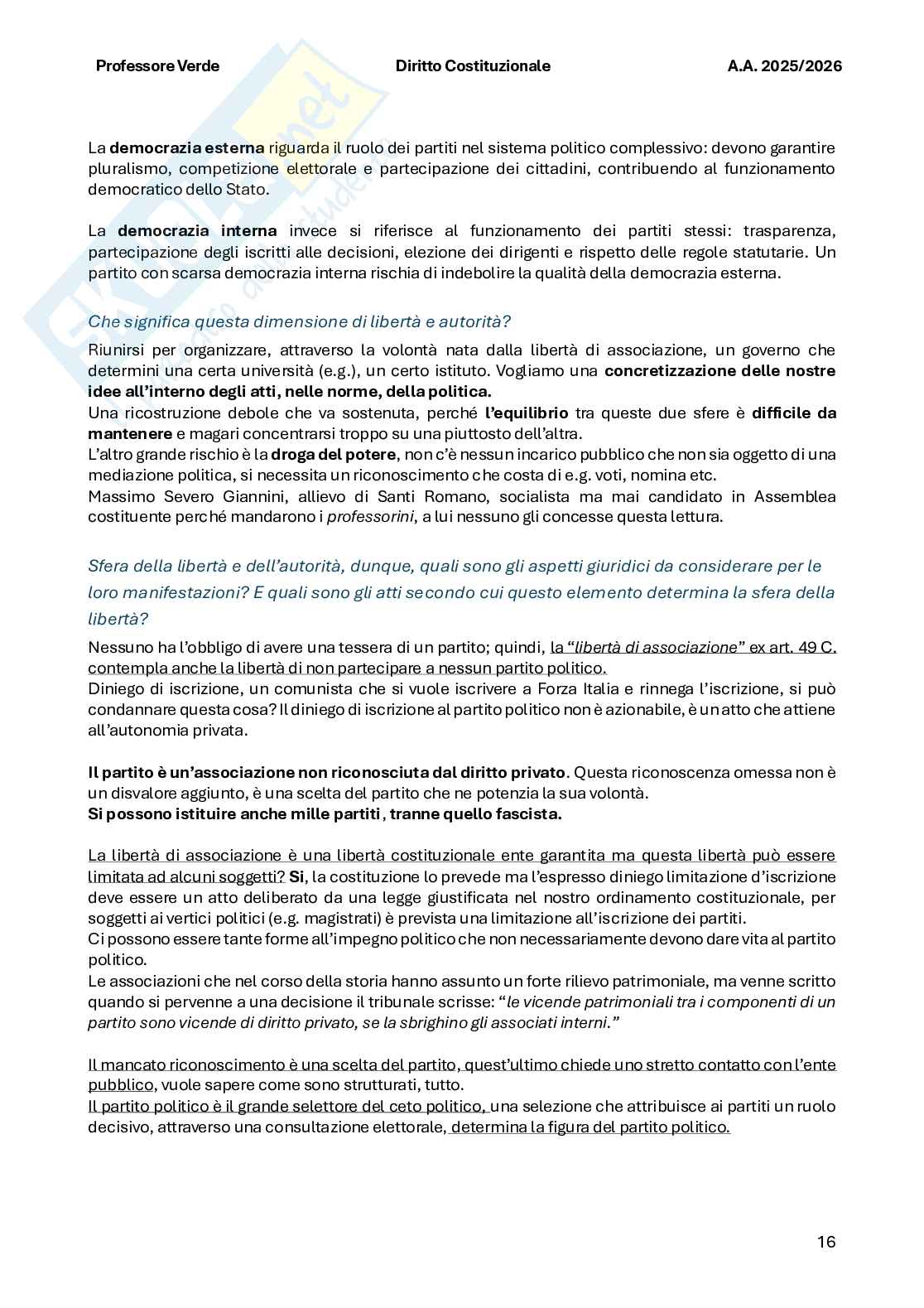 Riassunto esame Diritto costituzionale , Prof. Verde Giuseppe, libro consigliato Diritto costituzionale , Bin, Pitruzzella Pag. 16