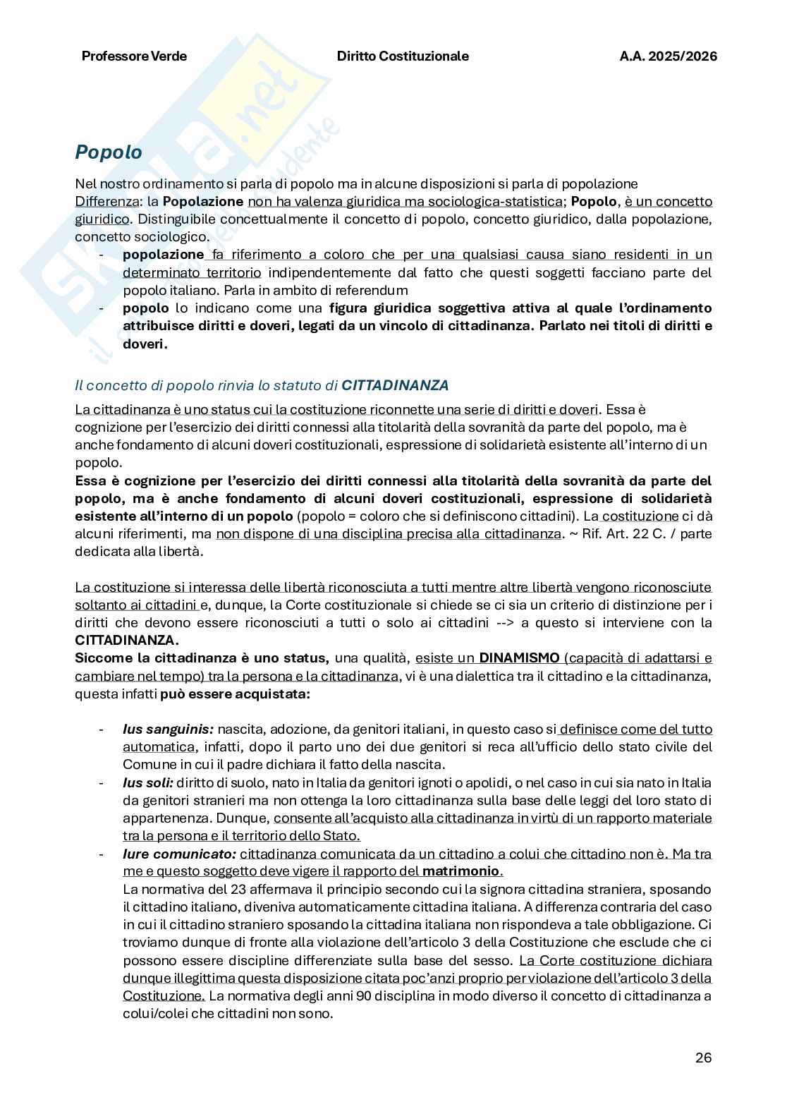 Riassunto esame Diritto costituzionale , Prof. Verde Giuseppe, libro consigliato Diritto costituzionale , Bin, Pitruzzella Pag. 26