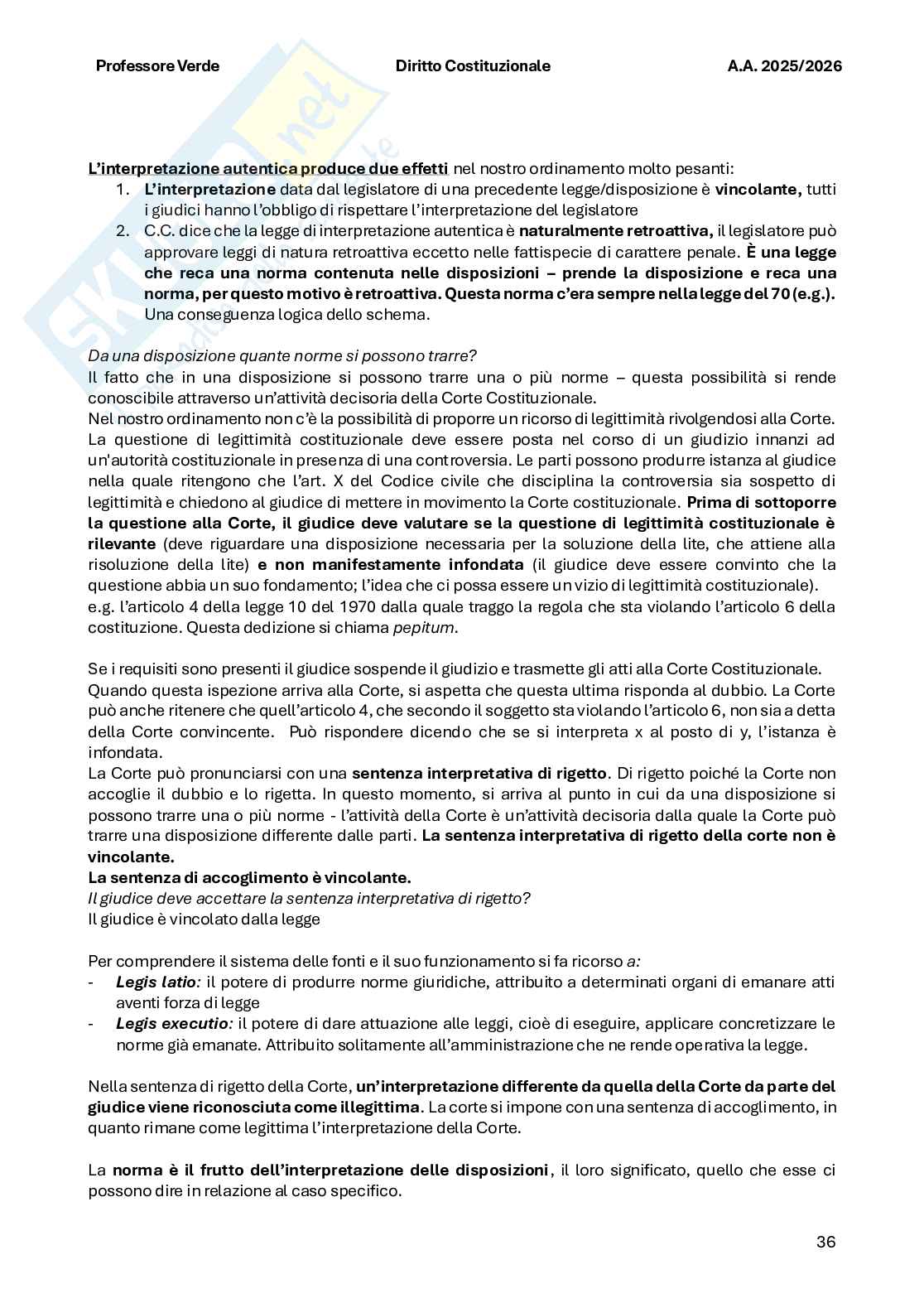 Riassunto esame Diritto costituzionale , Prof. Verde Giuseppe, libro consigliato Diritto costituzionale , Bin, Pitruzzella Pag. 36