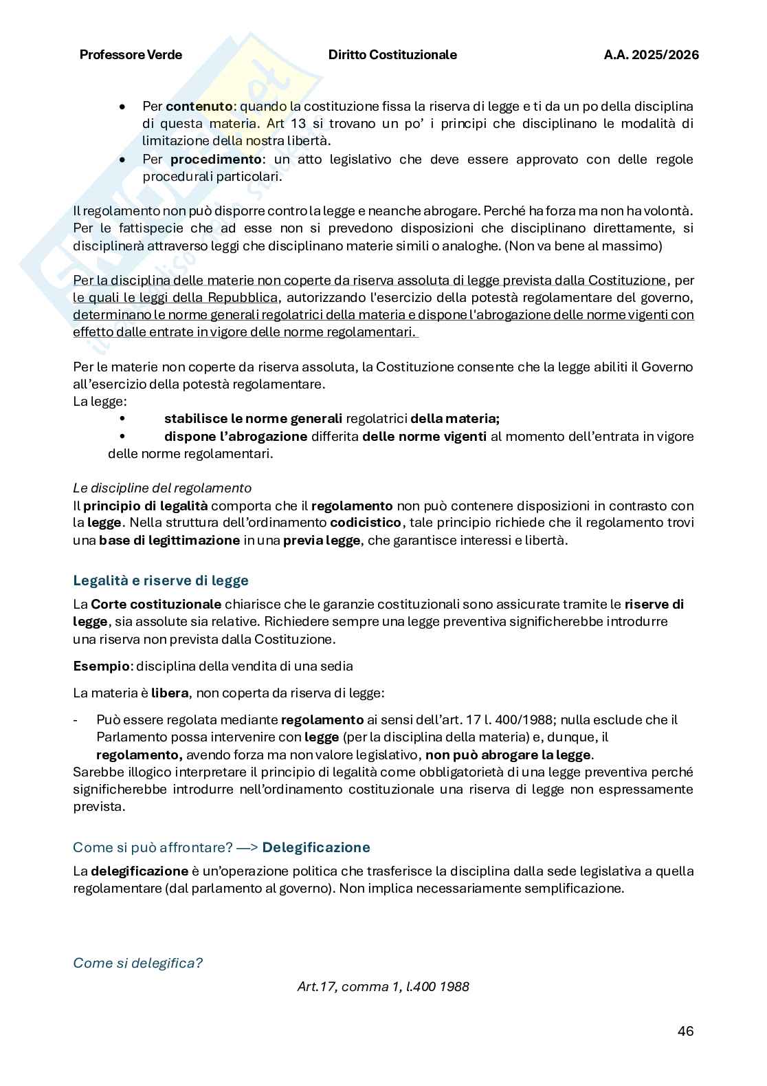 Riassunto esame Diritto costituzionale , Prof. Verde Giuseppe, libro consigliato Diritto costituzionale , Bin, Pitruzzella Pag. 46