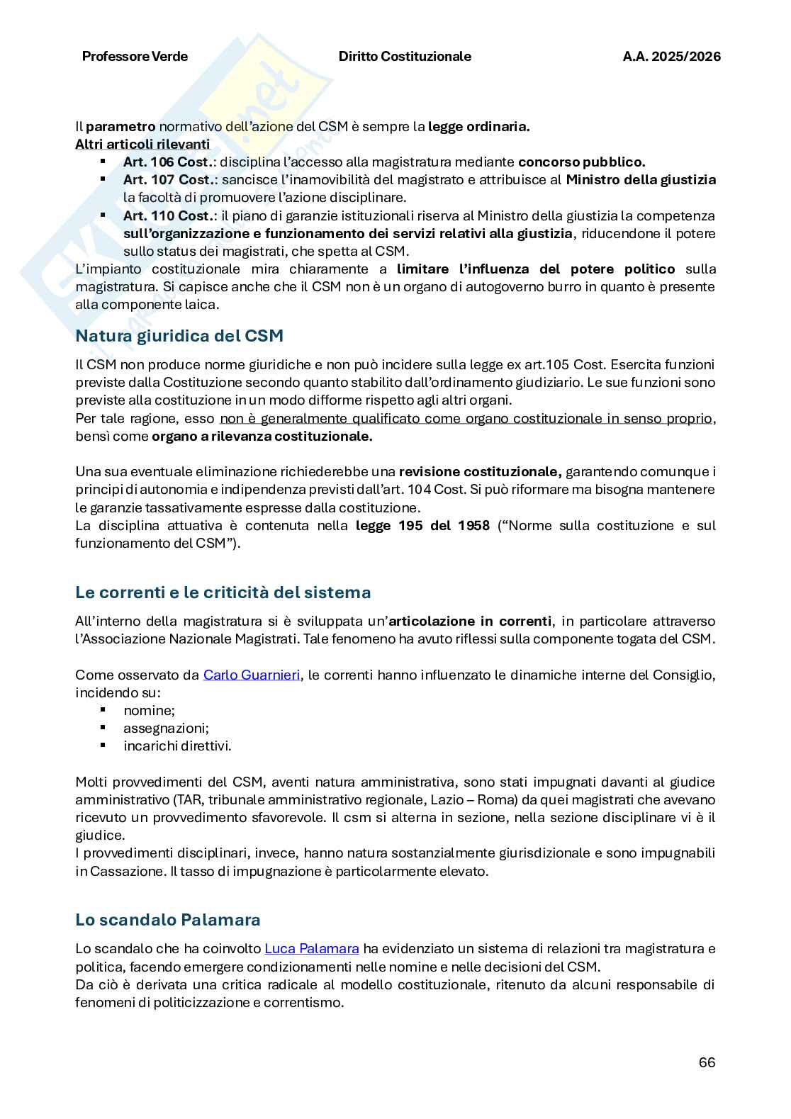 Riassunto esame Diritto costituzionale , Prof. Verde Giuseppe, libro consigliato Diritto costituzionale , Bin, Pitruzzella Pag. 66