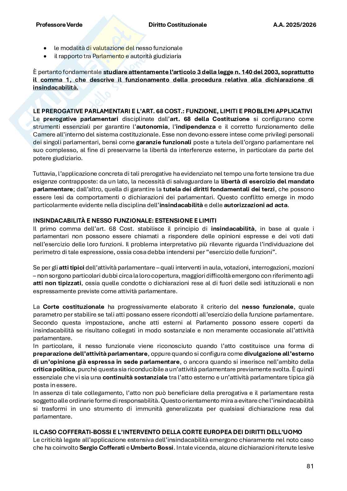 Riassunto esame Diritto costituzionale , Prof. Verde Giuseppe, libro consigliato Diritto costituzionale , Bin, Pitruzzella Pag. 81