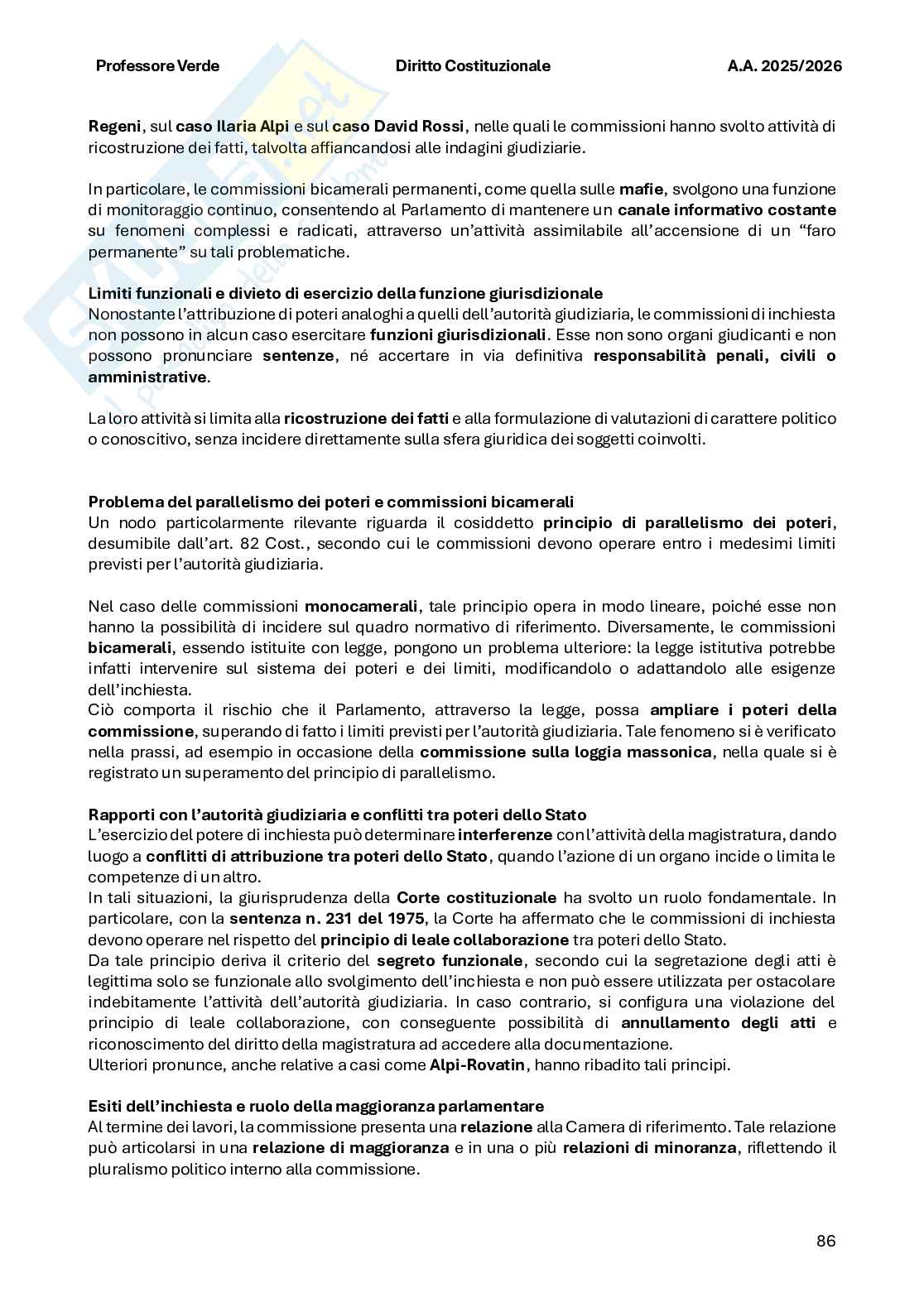 Riassunto esame Diritto costituzionale , Prof. Verde Giuseppe, libro consigliato Diritto costituzionale , Bin, Pitruzzella Pag. 86