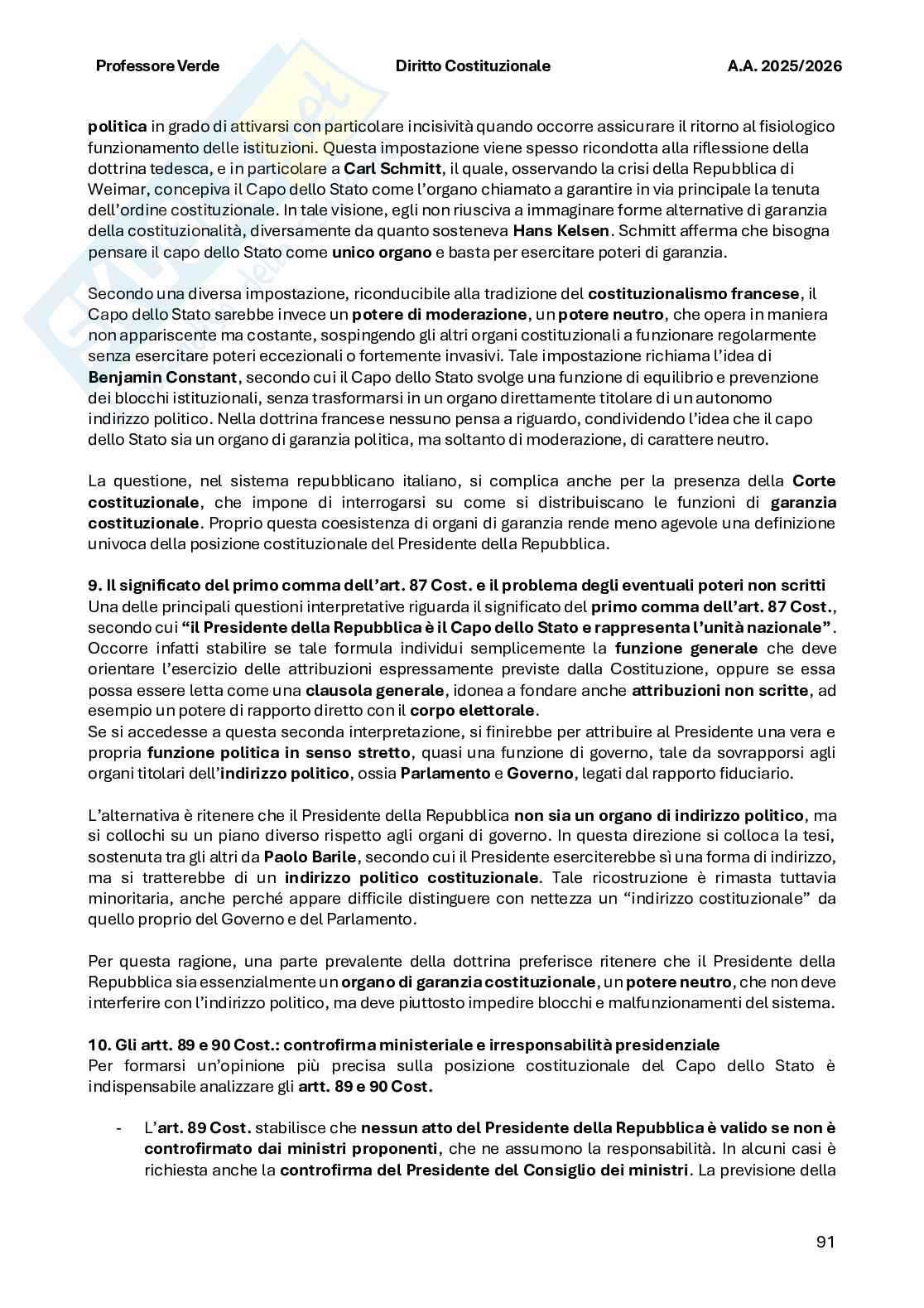 Riassunto esame Diritto costituzionale , Prof. Verde Giuseppe, libro consigliato Diritto costituzionale , Bin, Pitruzzella Pag. 91