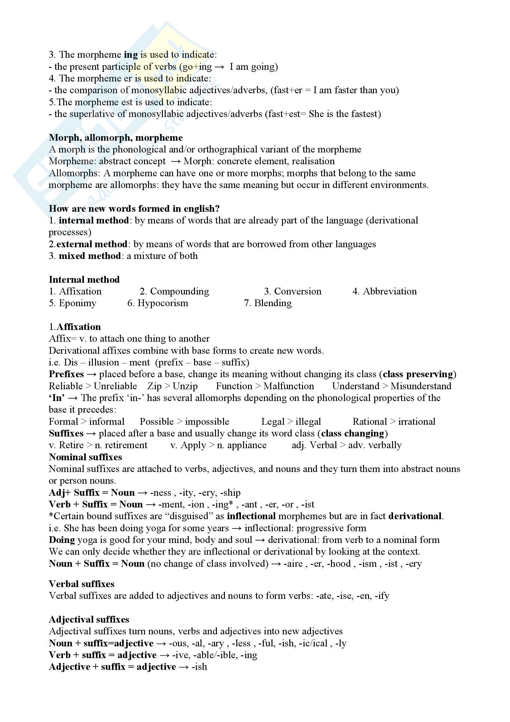 Linguistica Inglese di base (Fonetica, Fonologia, Morfologia, Sintassi) Pag. 2