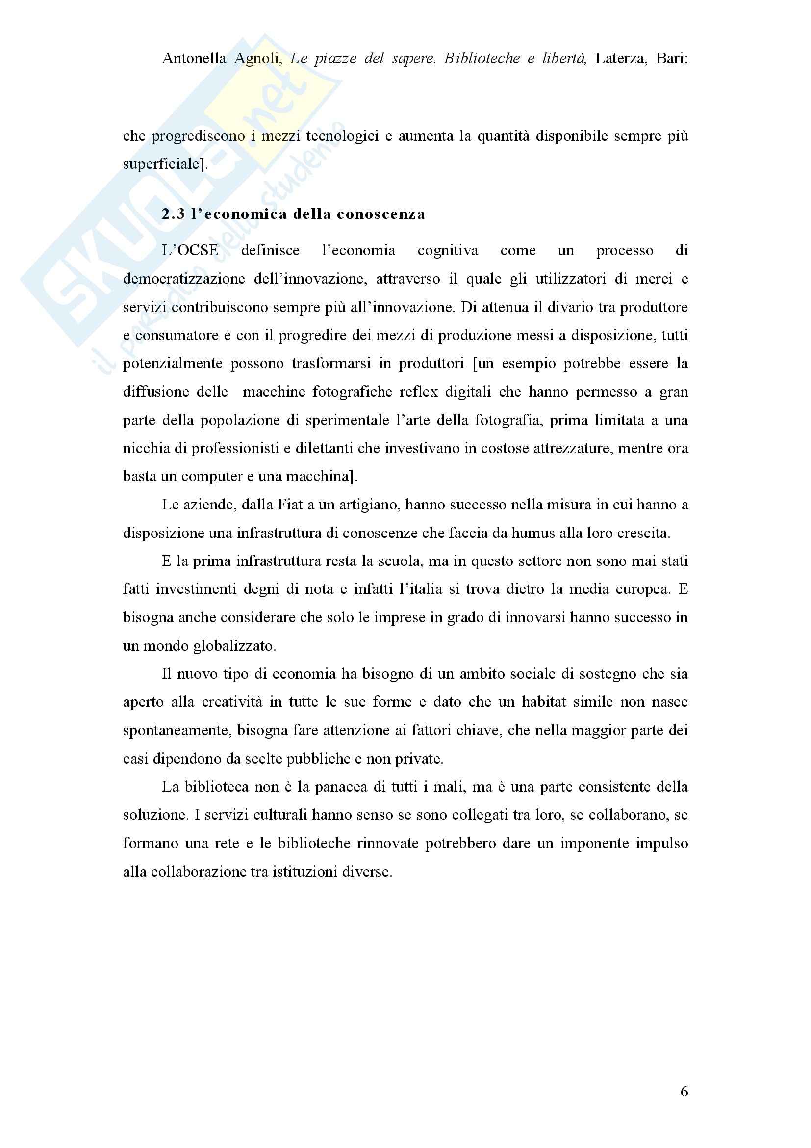 Riassunto esame Biblioteconomia, prof. Montecchi, libro consigliato Le piazze del sapere. Biblioteche e libertà, Agnoli Pag. 6