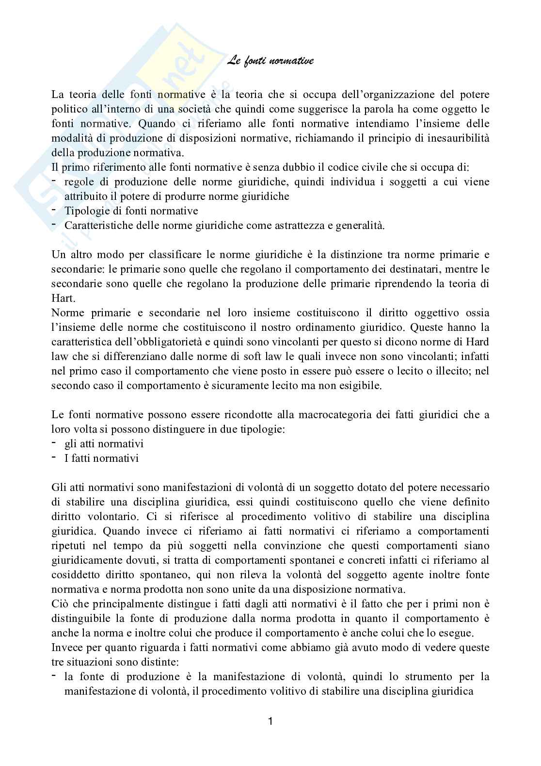 Appunti basati sul manuale consigliato Fonti normative di Andrea Morrone, anno 2018  Pag. 1