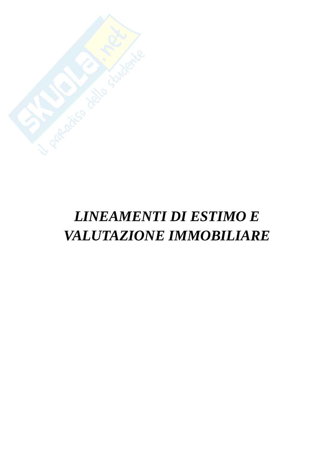 Lineamenti di estimo e investimenti immobiliari  Pag. 1