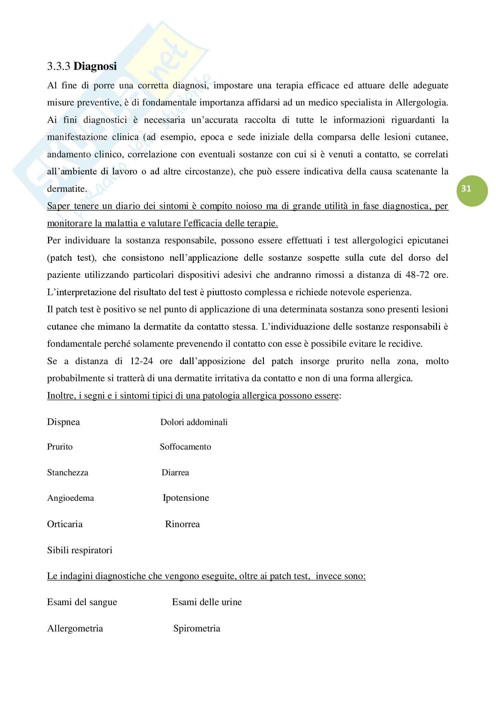 Patologie allergiche, Tesi Pag. 31