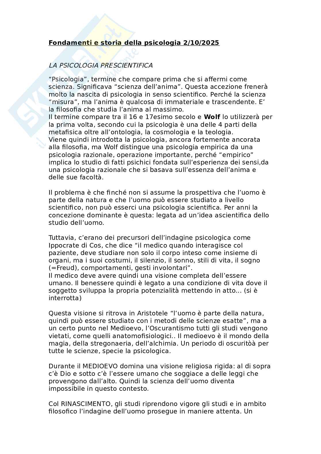 Fondamenti di psicologia Pag. 1