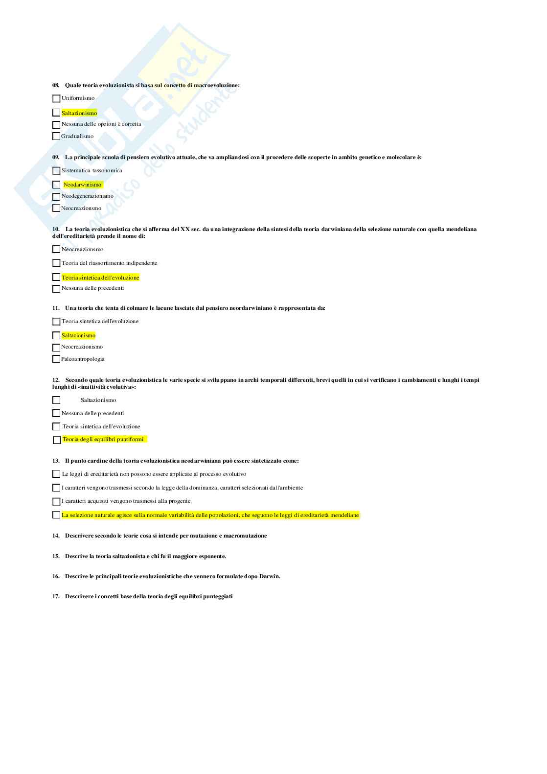 Paniere Antropologia 2026 - Quiz Risolti e domande extra Pag. 31