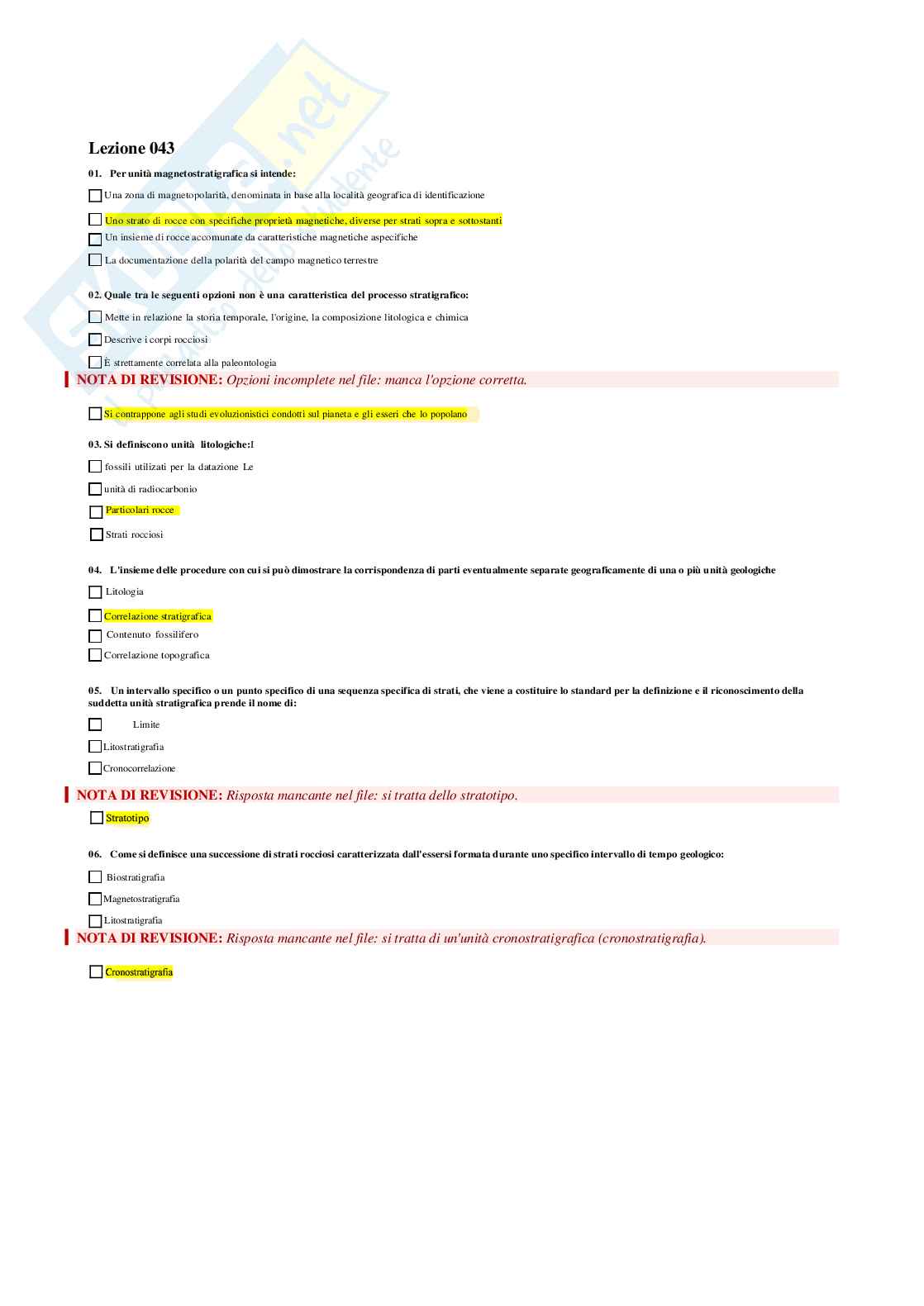 Paniere Antropologia 2026 - Quiz Risolti e domande extra Pag. 51