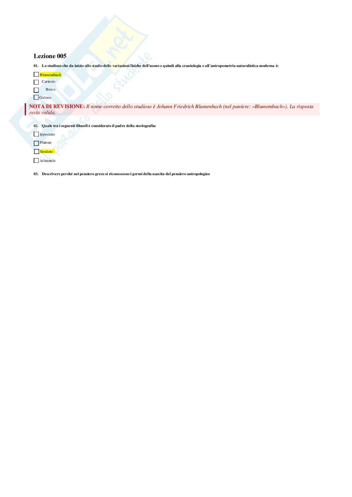 Paniere Antropologia 2026 - Quiz Risolti e domande extra Pag. 6
