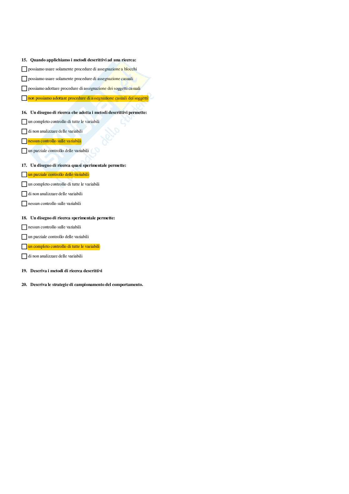 Paniere metodologia della ricerca - risposte multiple Pag. 46