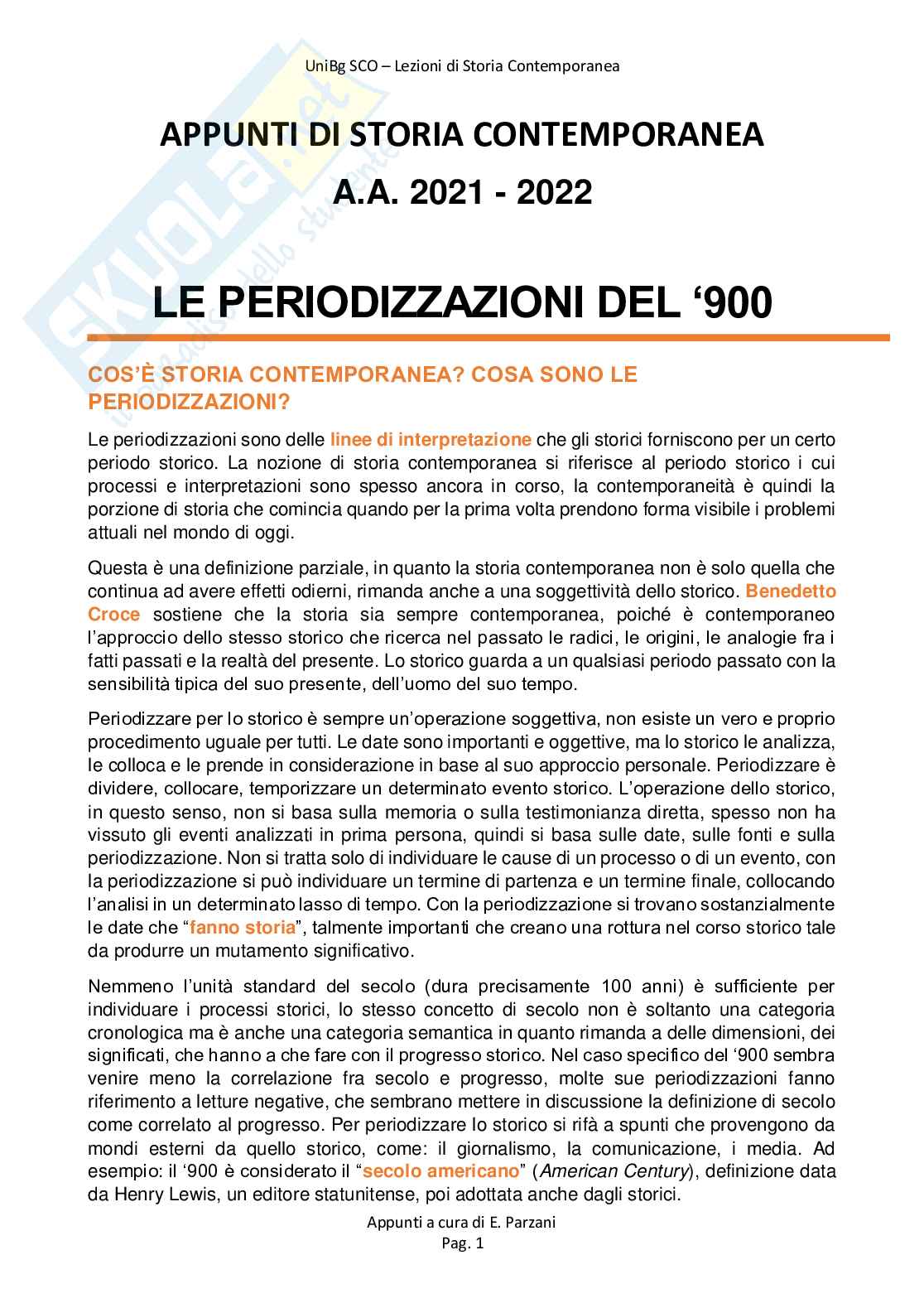 Appunti completi di Storia contemporanea Pag. 1