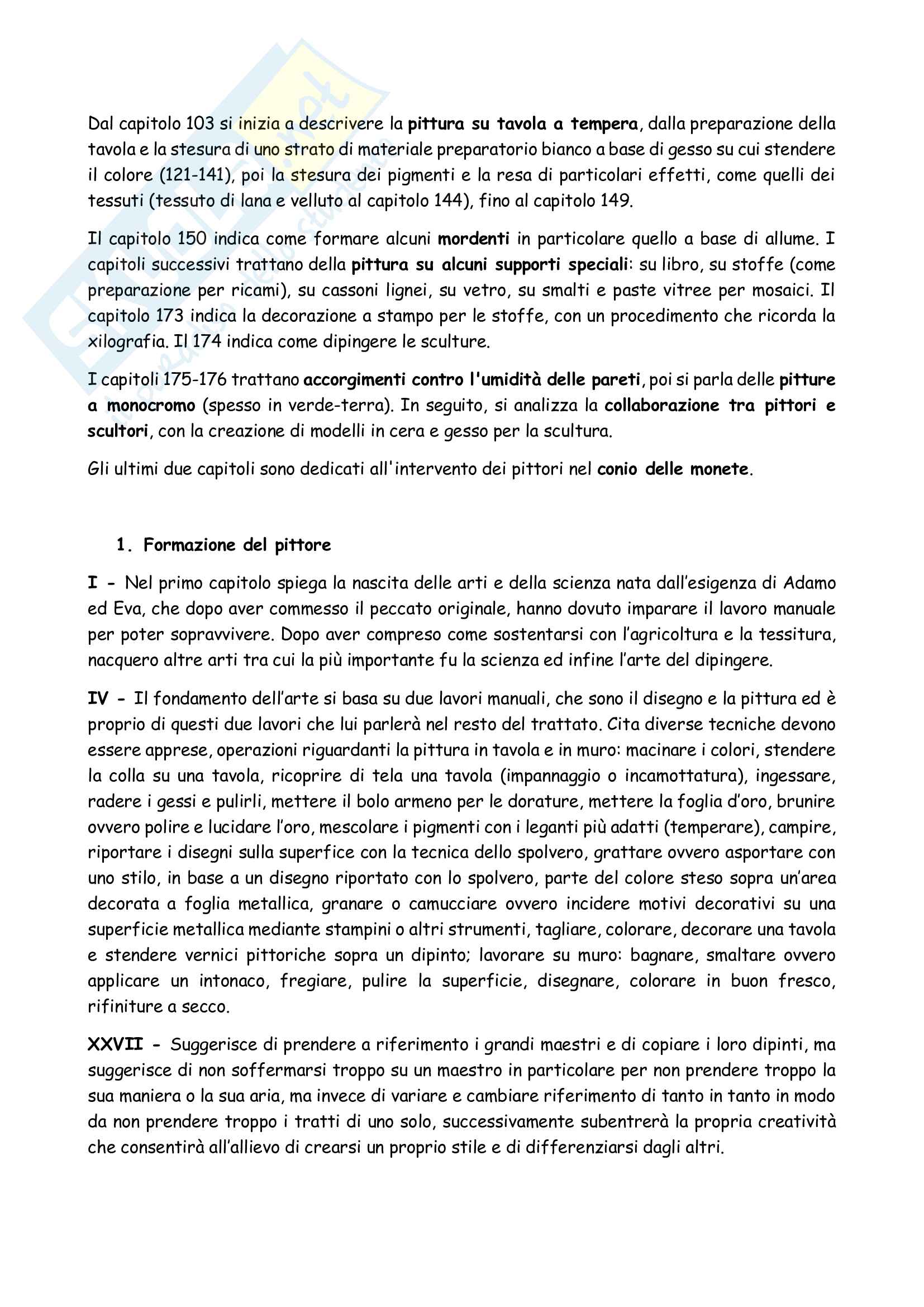 Riassunto esame Storia delle Tecniche Artistiche, prof. Laskaris, libro consigliato Il Libro dell Arte, Cennini Pag. 2