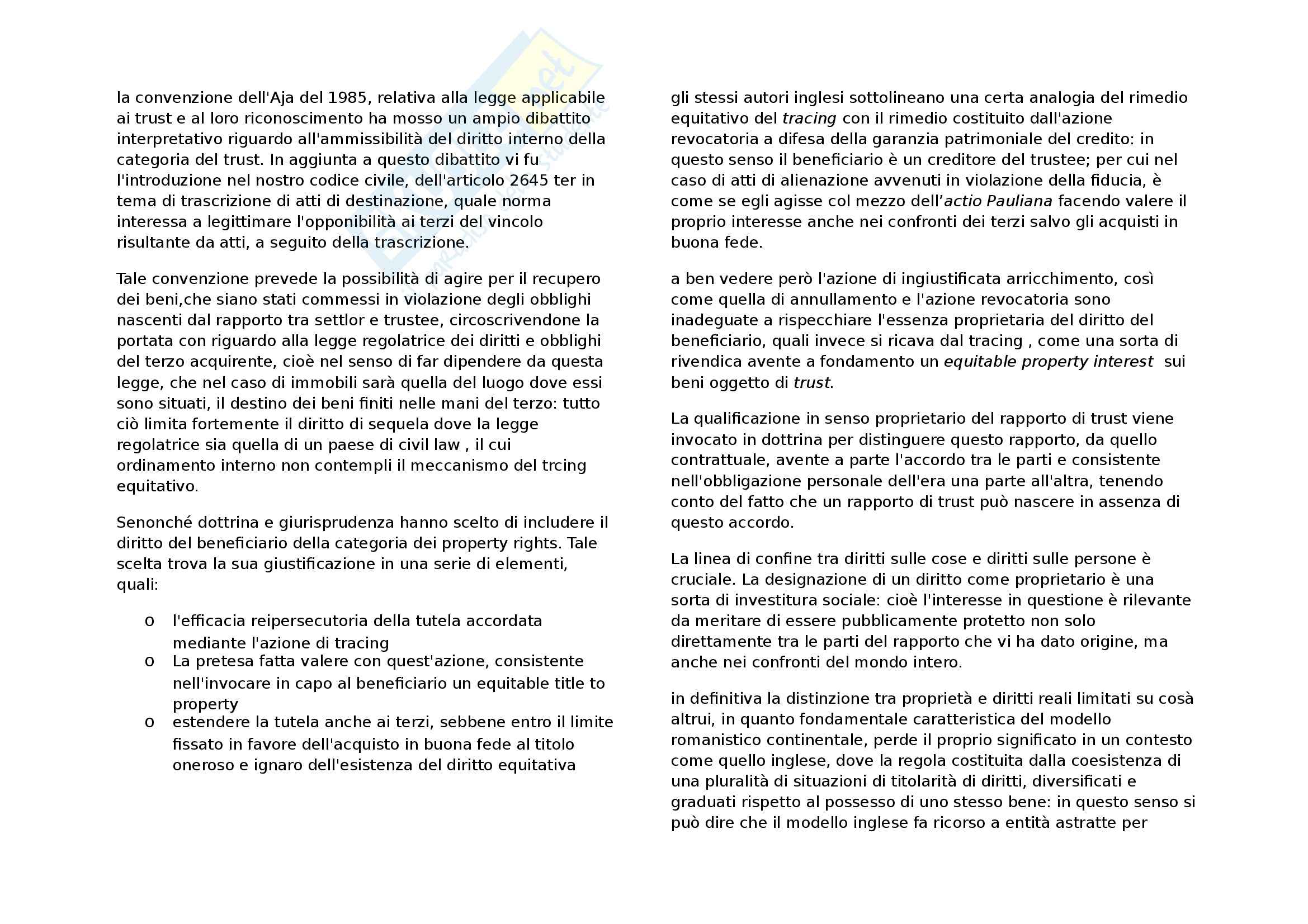 Riassunto Esame Diritto Privato Comparato Prof Di Landro Libro Consigliato Diritto Privato Comparato Moccia Sul Trust